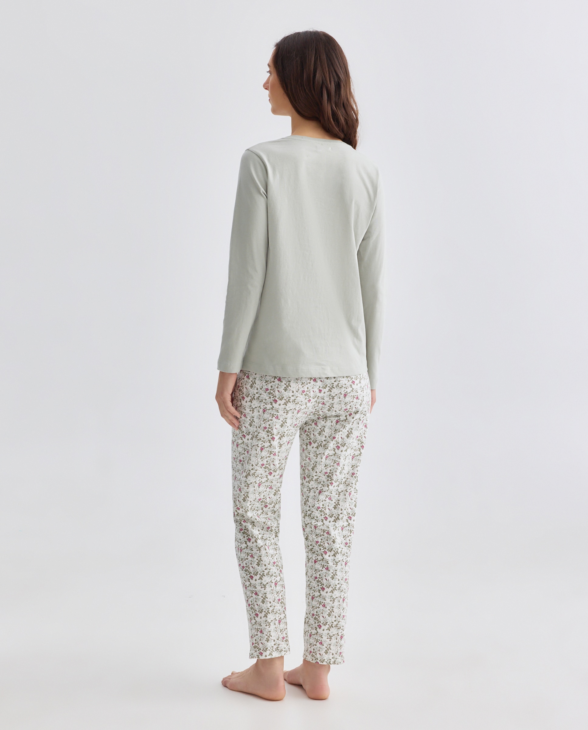 Pijama mujer algodón estampado 582 Verde agua-2