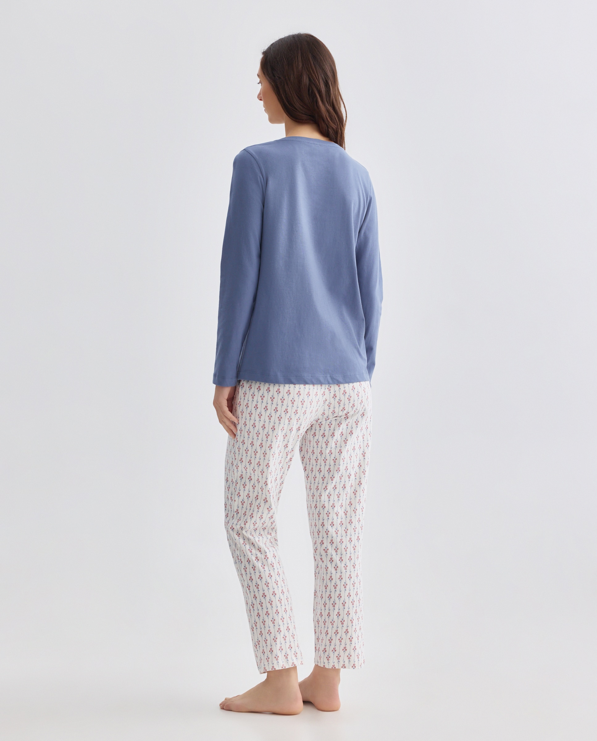 Pijama mujer algodón estampado 430 Azul oscuro-2
