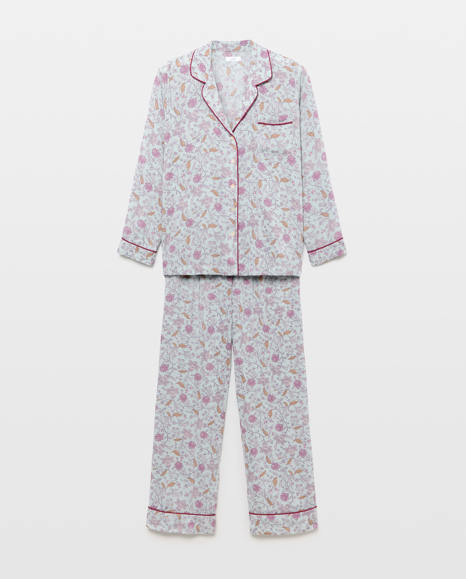 Pijama mujer dos piezas estampado 582 Verde agua-3