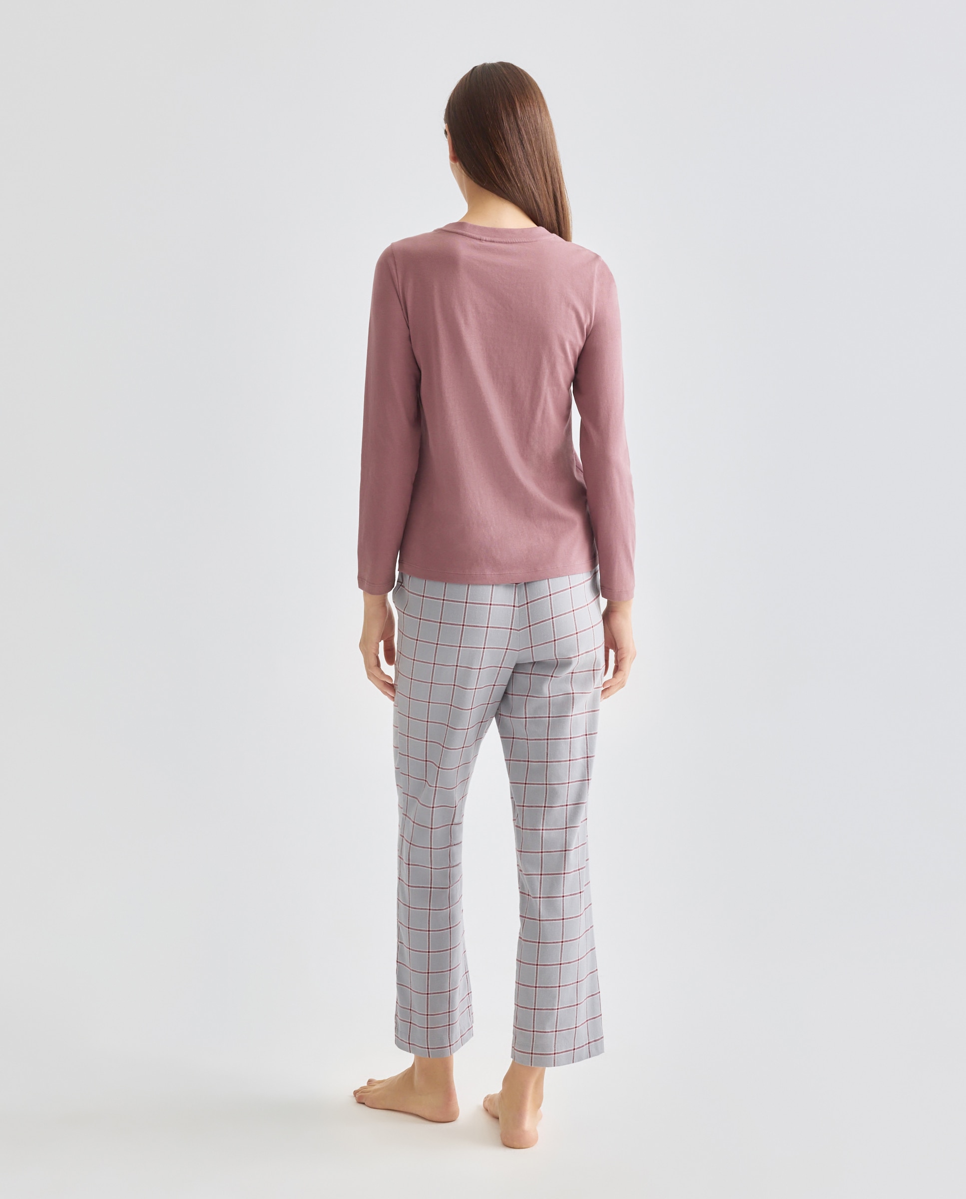 Pijama mujer algodón estampado Rosa palo-2