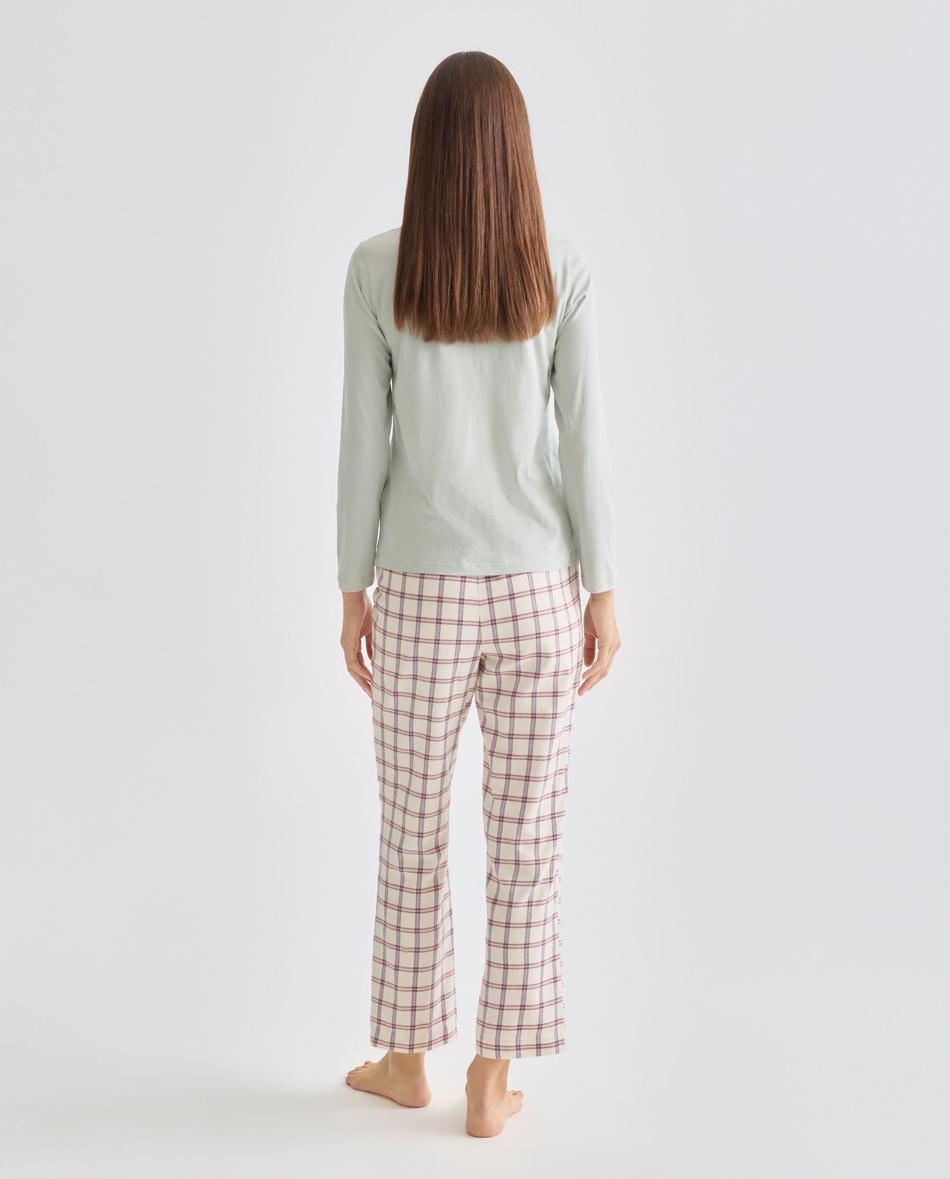 Pijama mujer algodón estampado 582 Verde agua-2