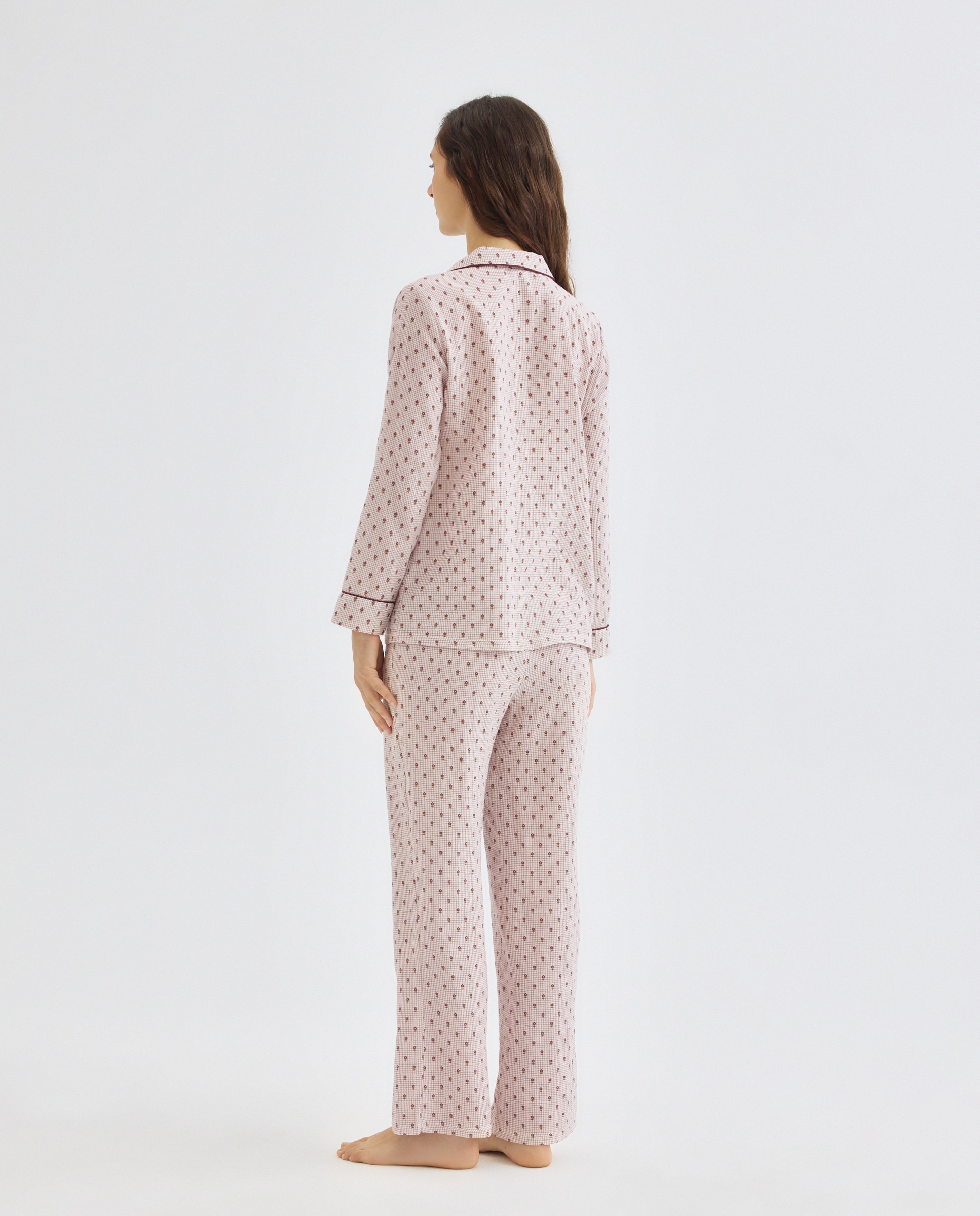 Pijama mujer algodón estampado Burdeos-2