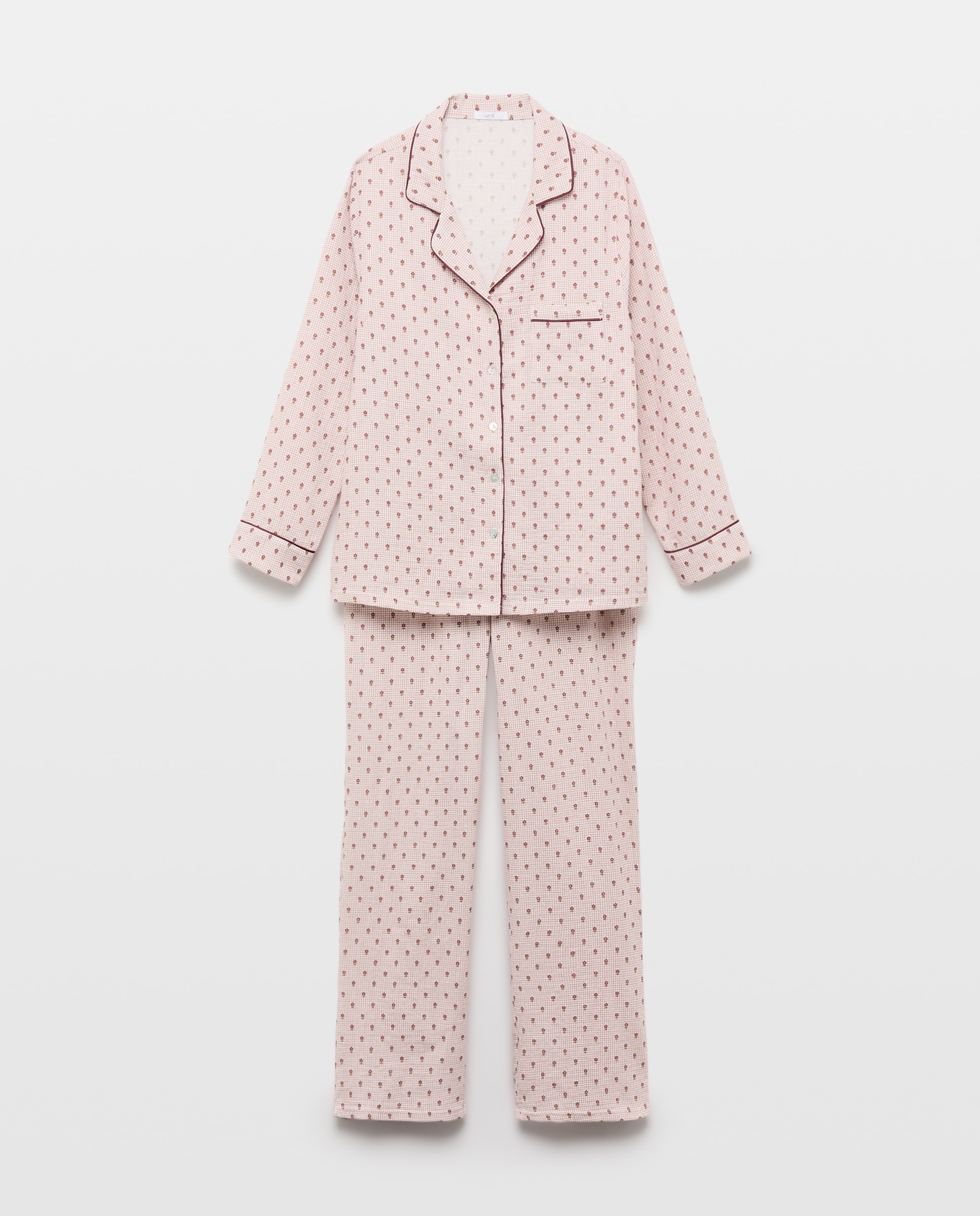 Pijama mujer algodón estampado Burdeos-3