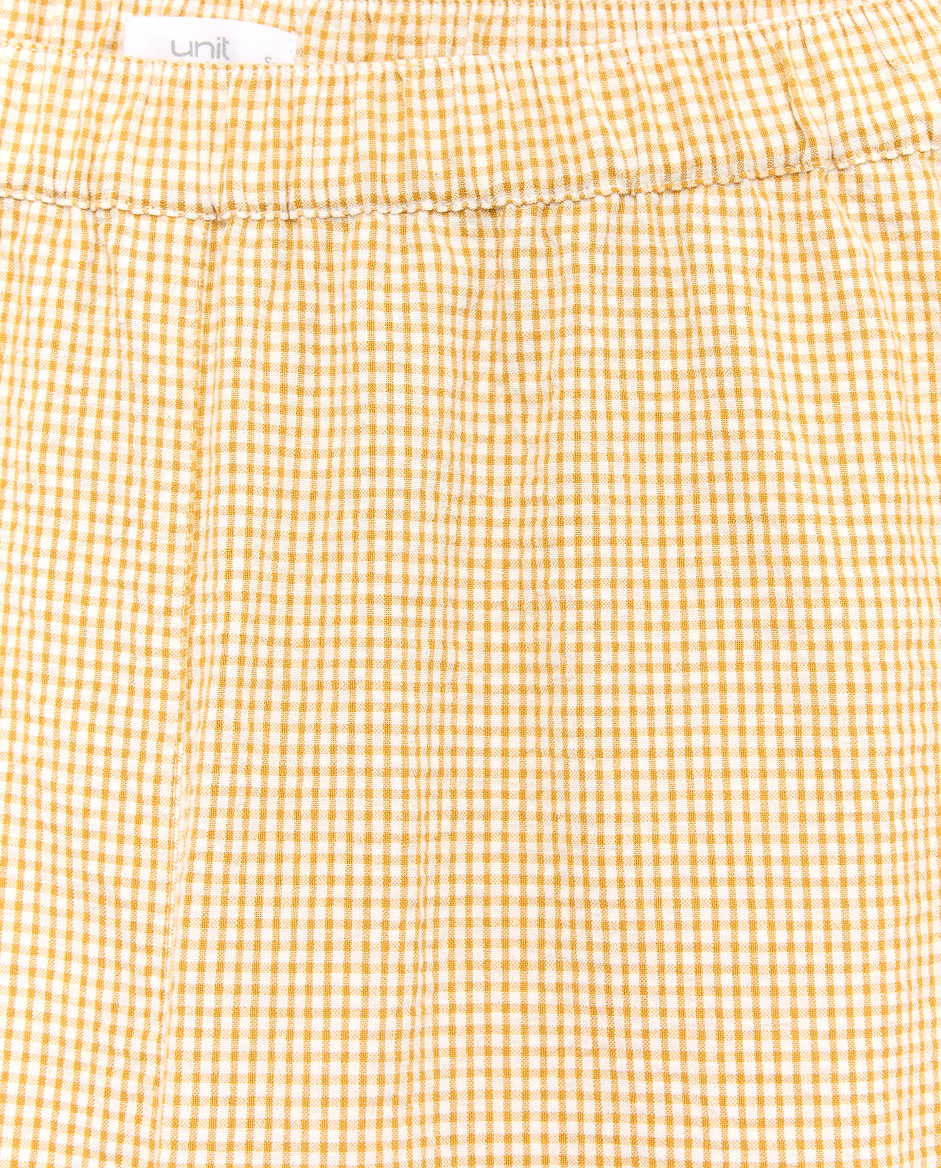 Pijama mujer algodón cuello lazo vichy Mostaza-4