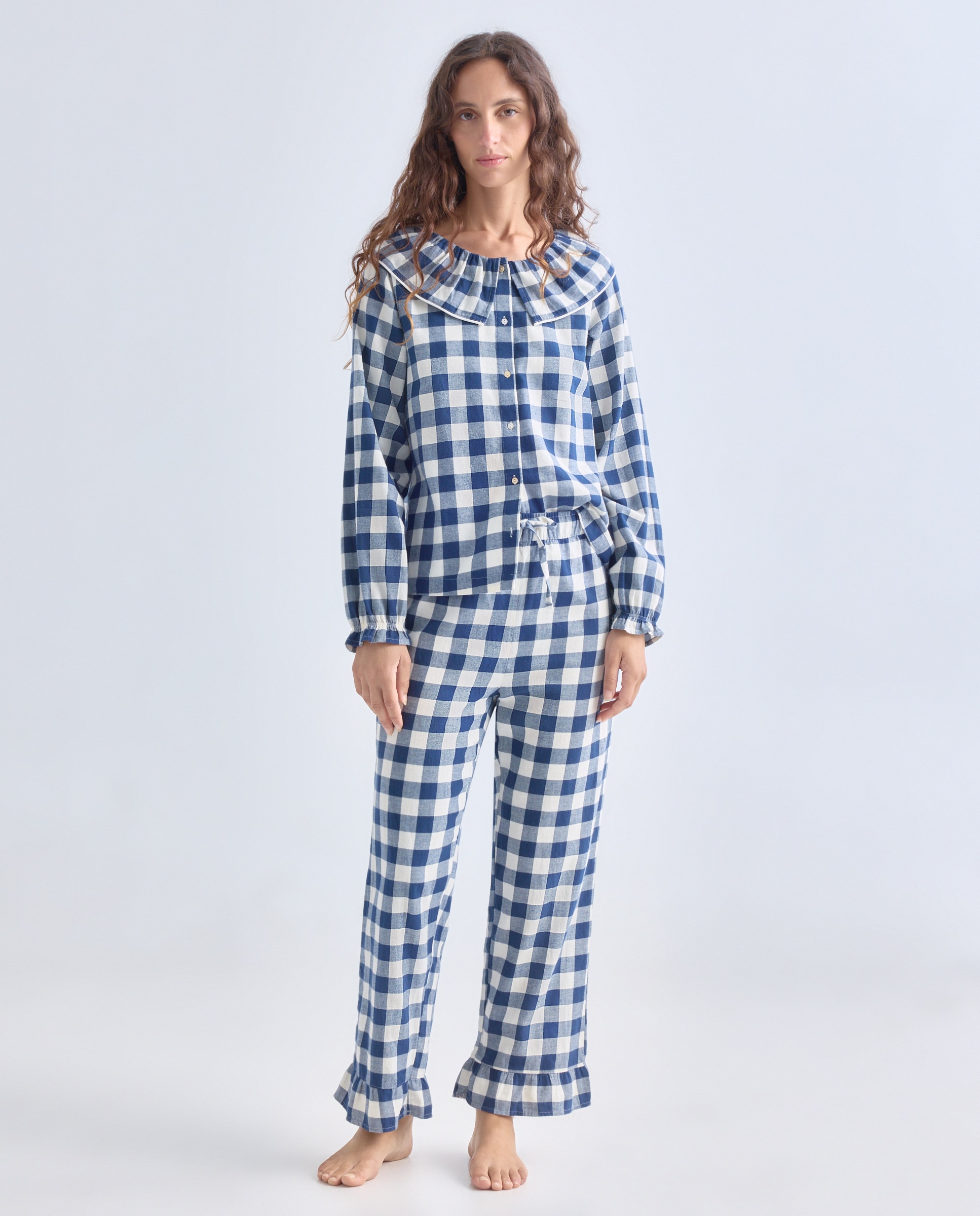 Imagen 0 de Pijama mujer algodón cuello vichy