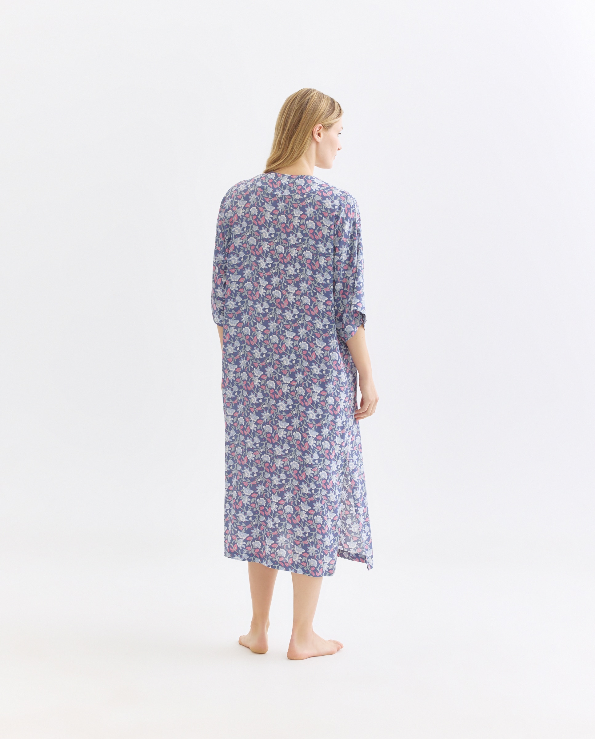 Camisón mujer túnica estampada escote pico 400 Azul-2