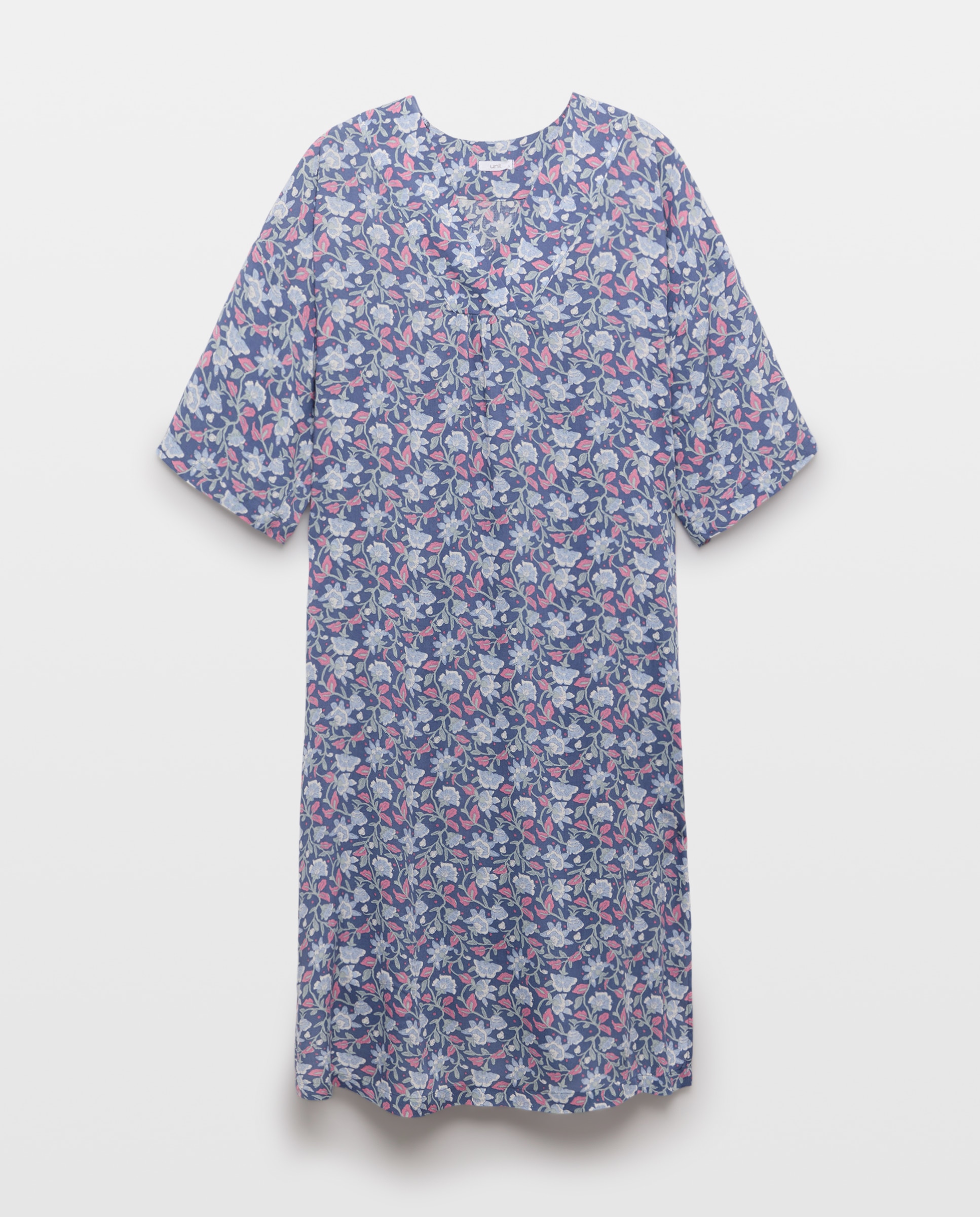 Camisón mujer túnica estampada escote pico 400 Azul-3
