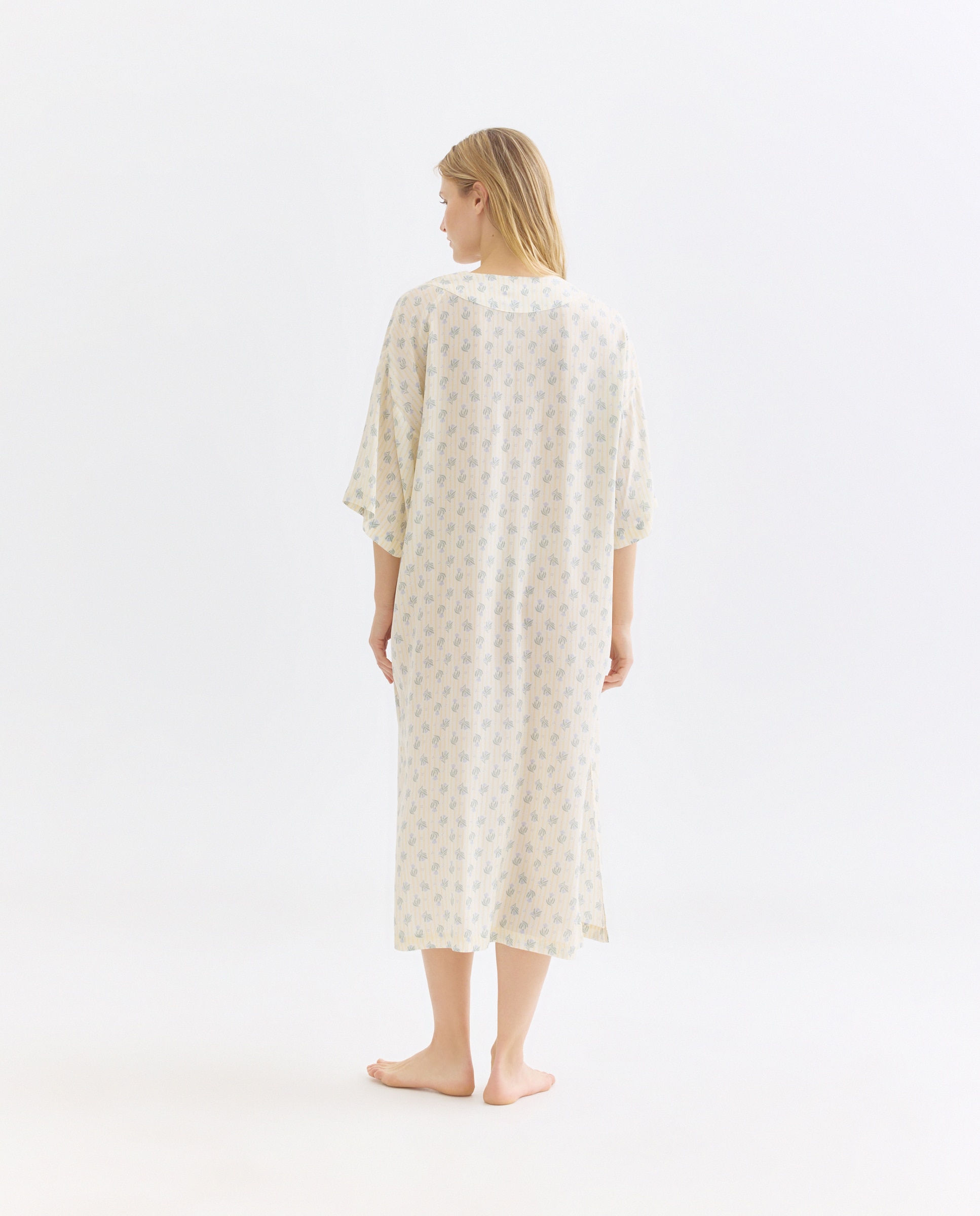 Camisón mujer túnica estampada escote pico 300 Amarillo-2