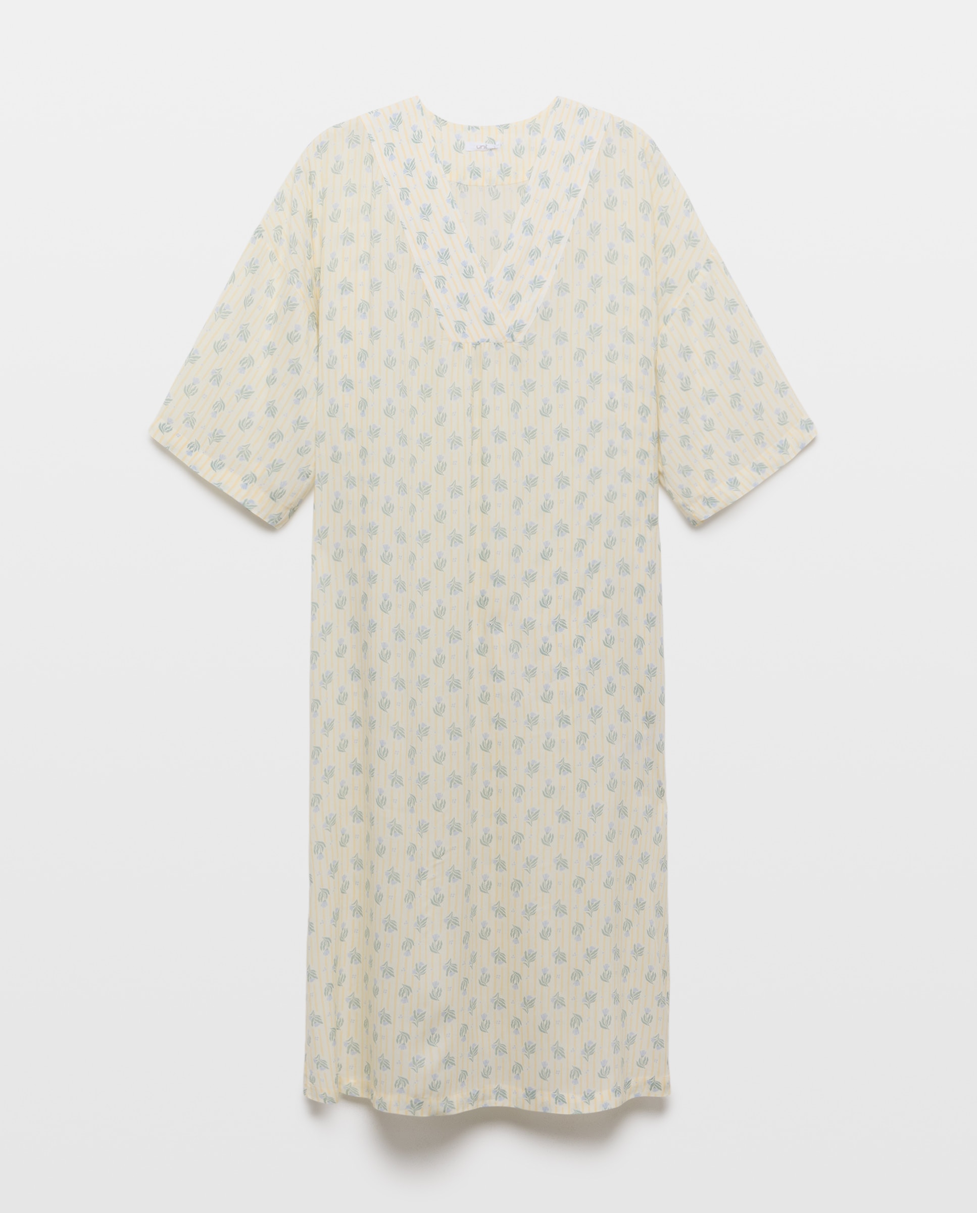 Camisón mujer túnica estampada escote pico 300 Amarillo-3