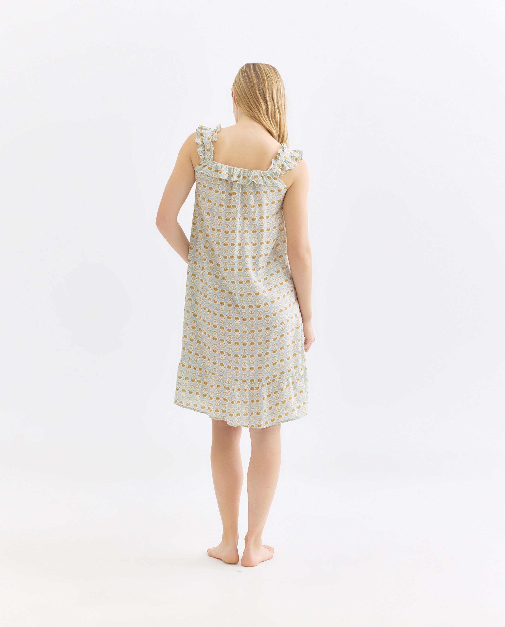Camisón mujer estampado escote cuadrado Mostaza-2