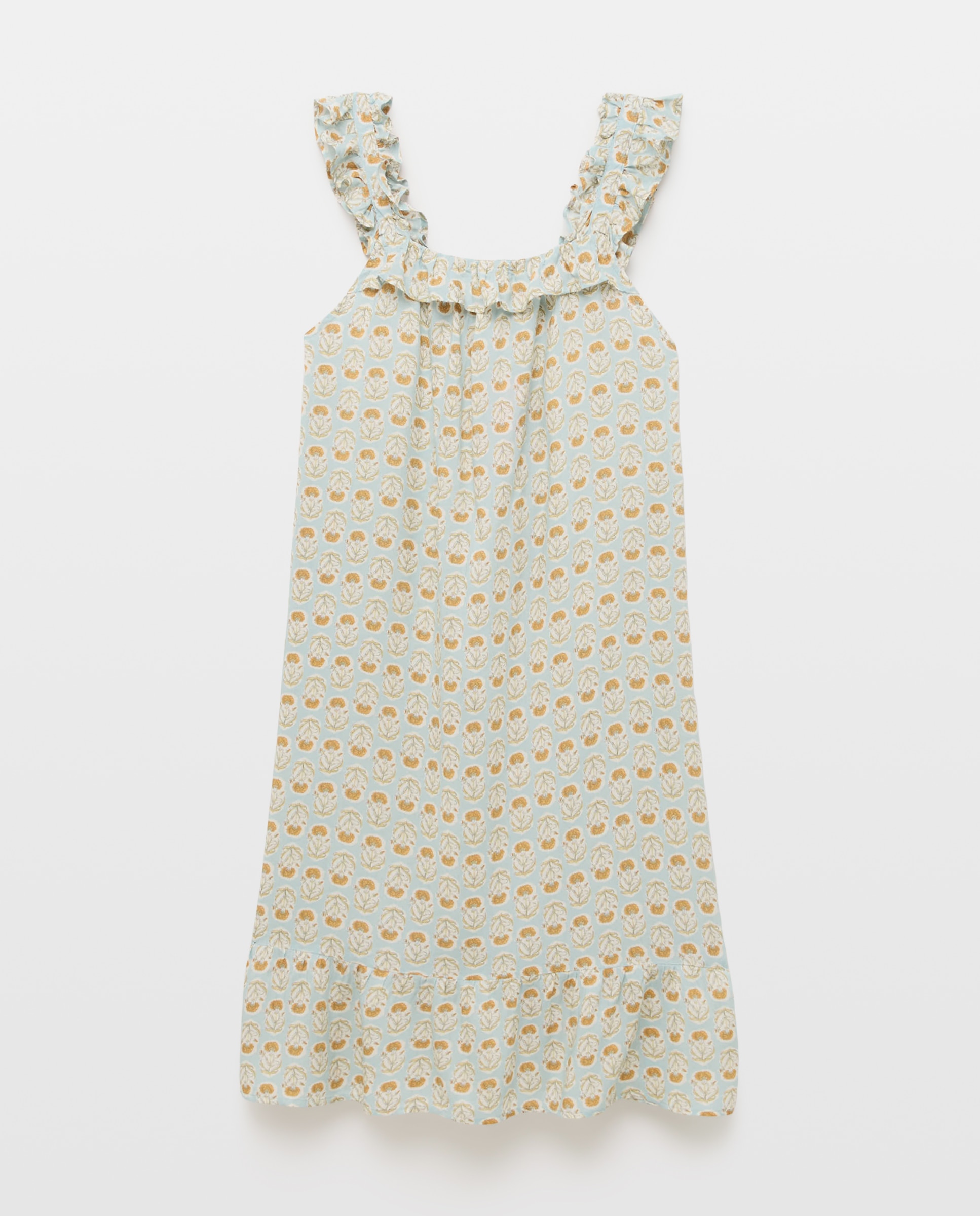 Camisón mujer estampado escote cuadrado Mostaza-3