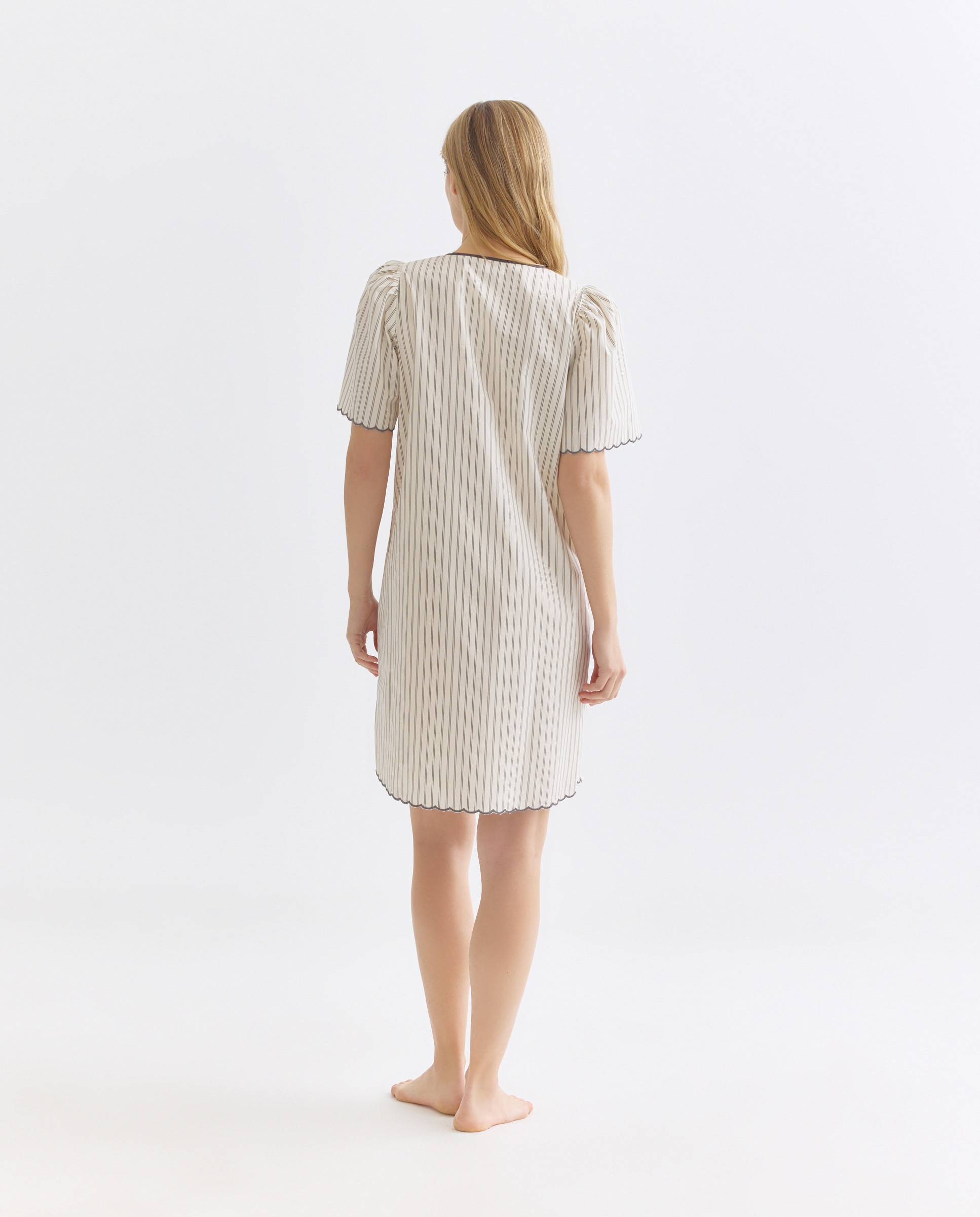 Camisón mujer algodón con lazos 830 Antracita-2
