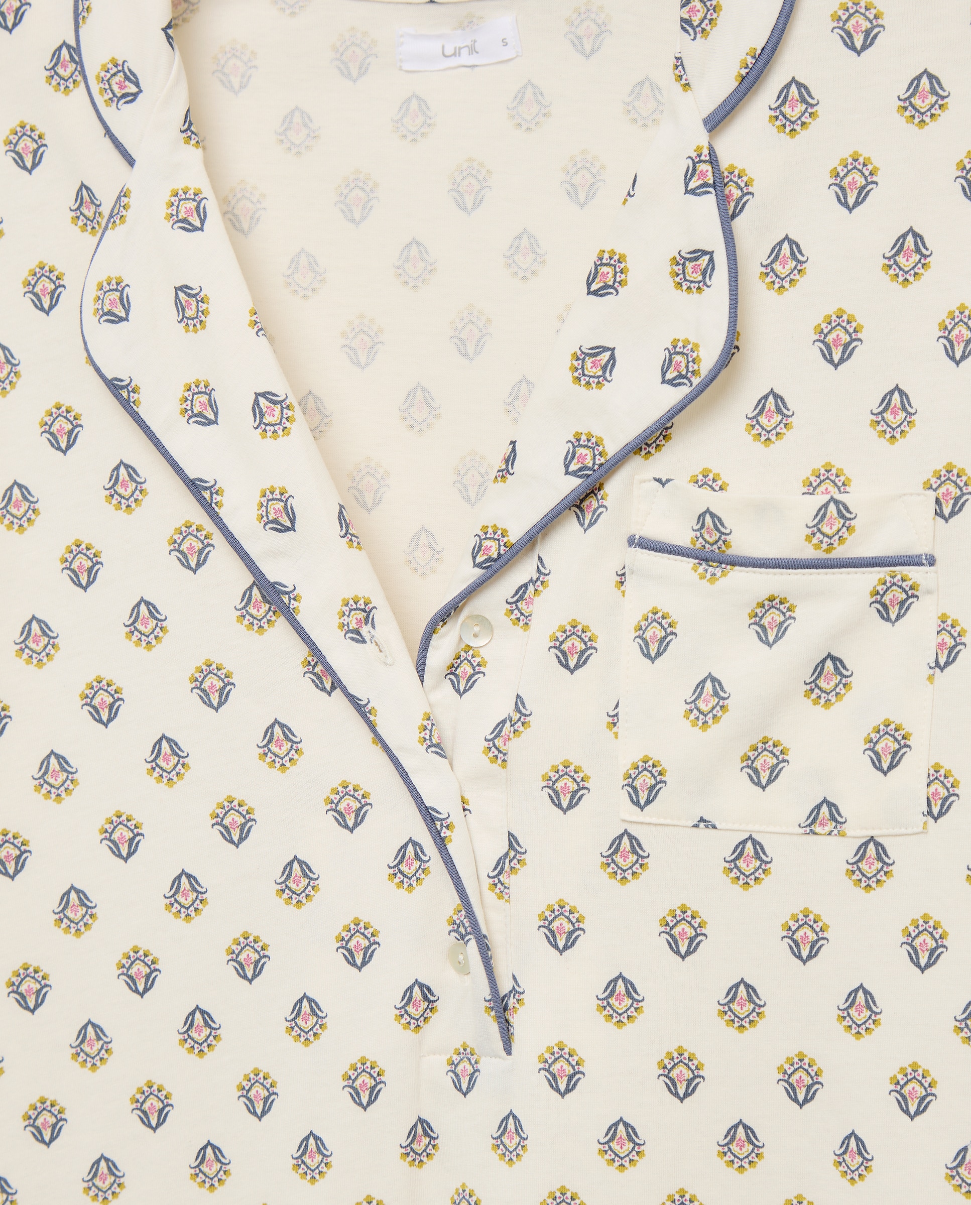 Camisón mujer solapa algodón Blanco roto-4