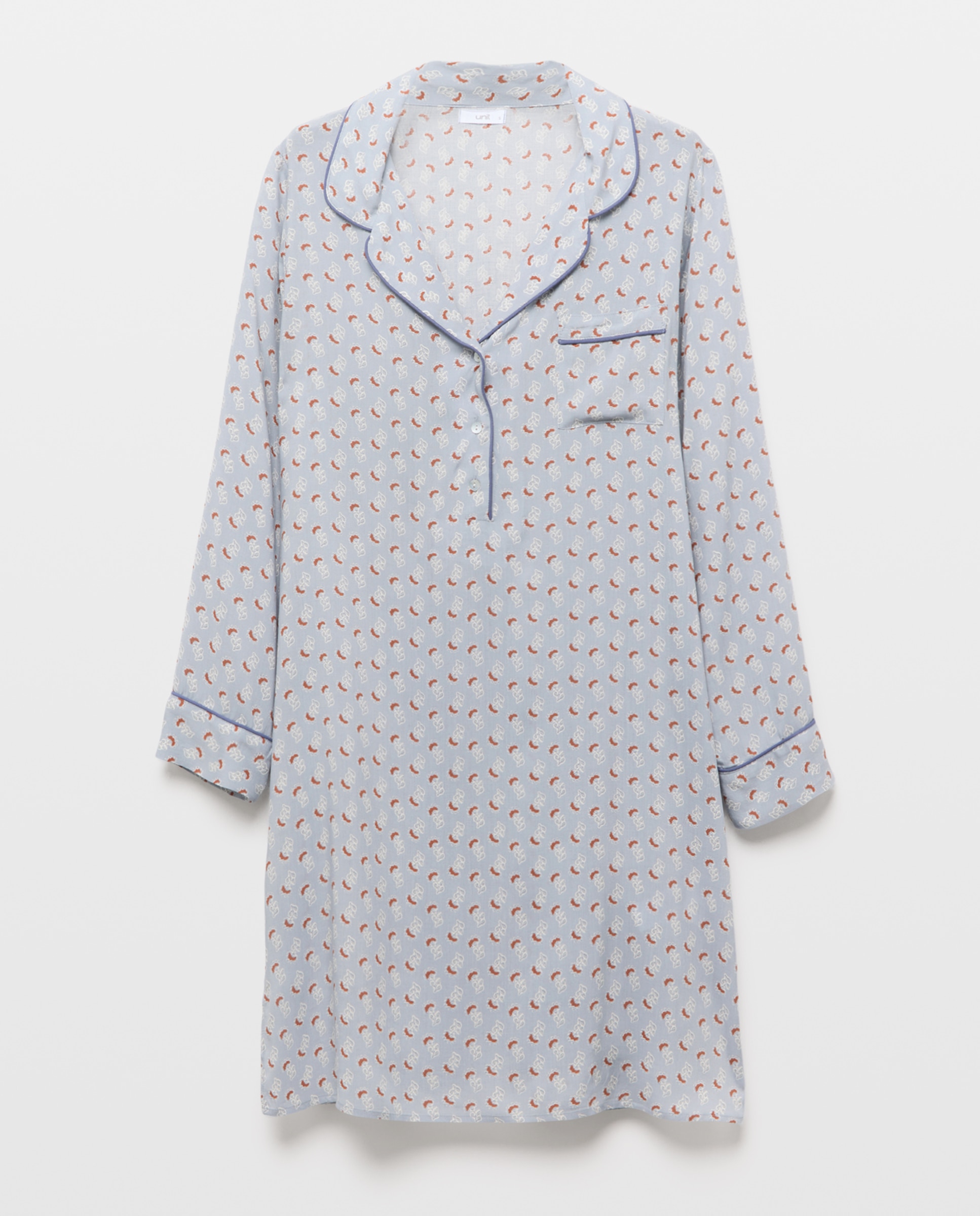 Camisola mujer estampada manga larga 440 Azulón-3