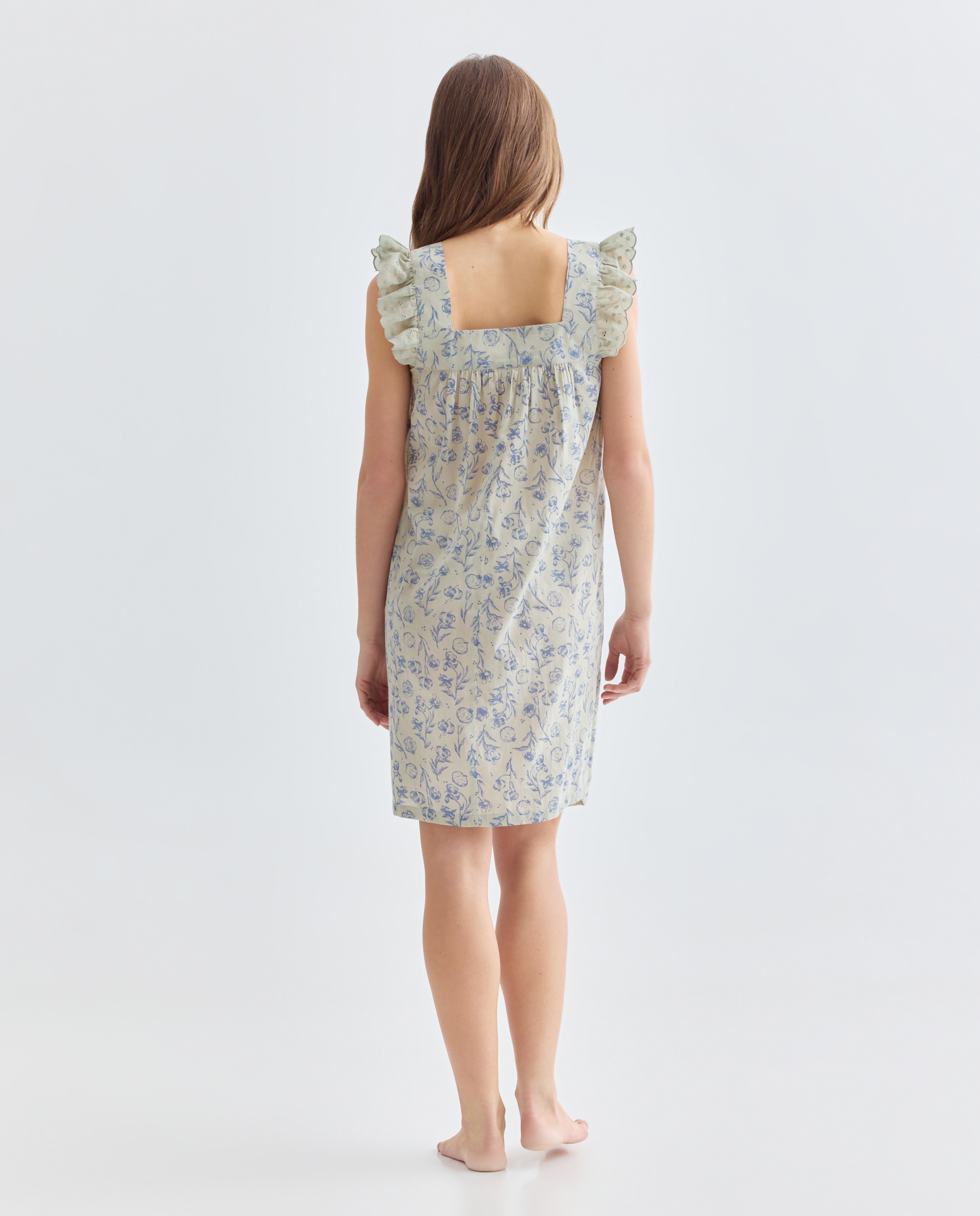 Camisón mujer algodón tirante volante 582 Verde agua-2
