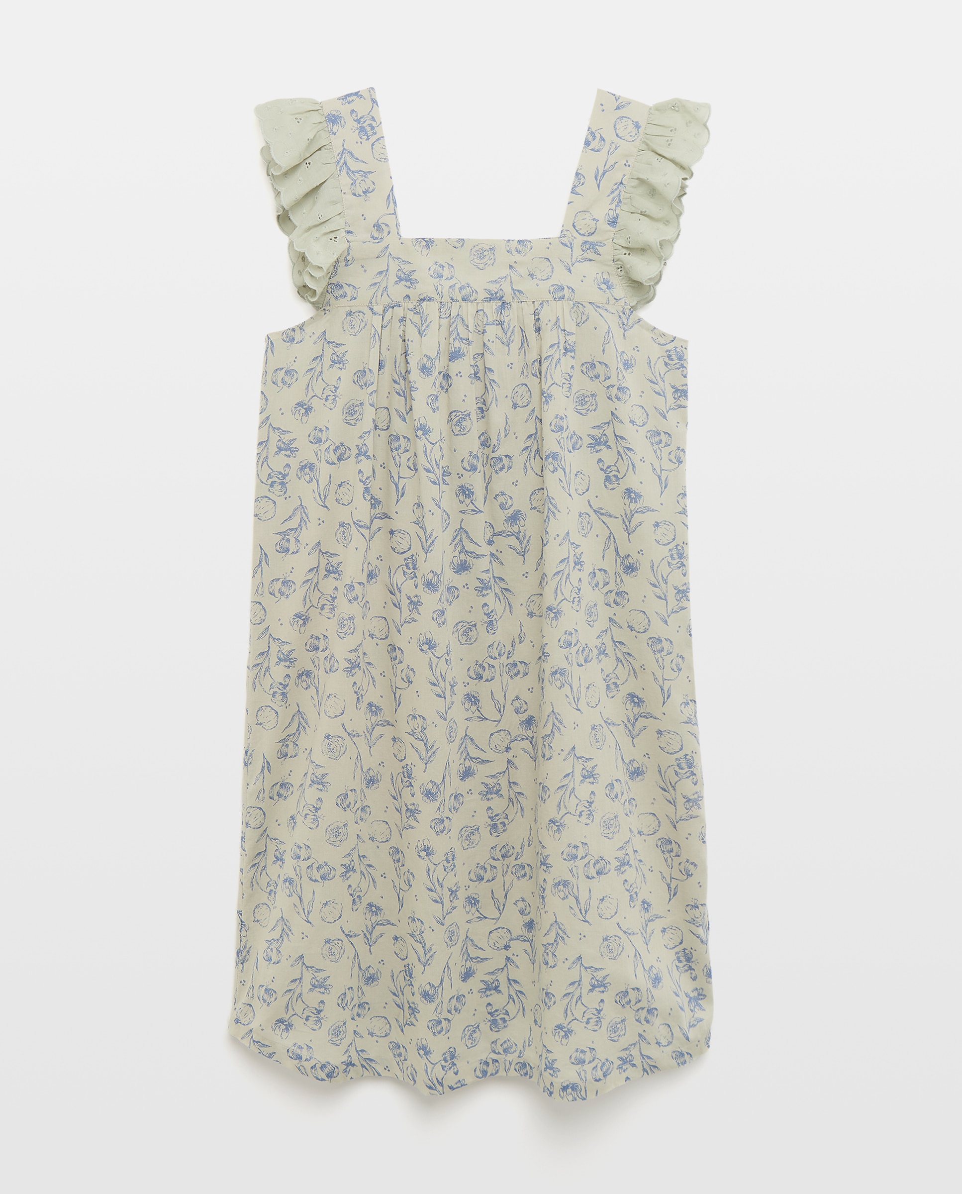 Camisón mujer algodón tirante volante 582 Verde agua-3