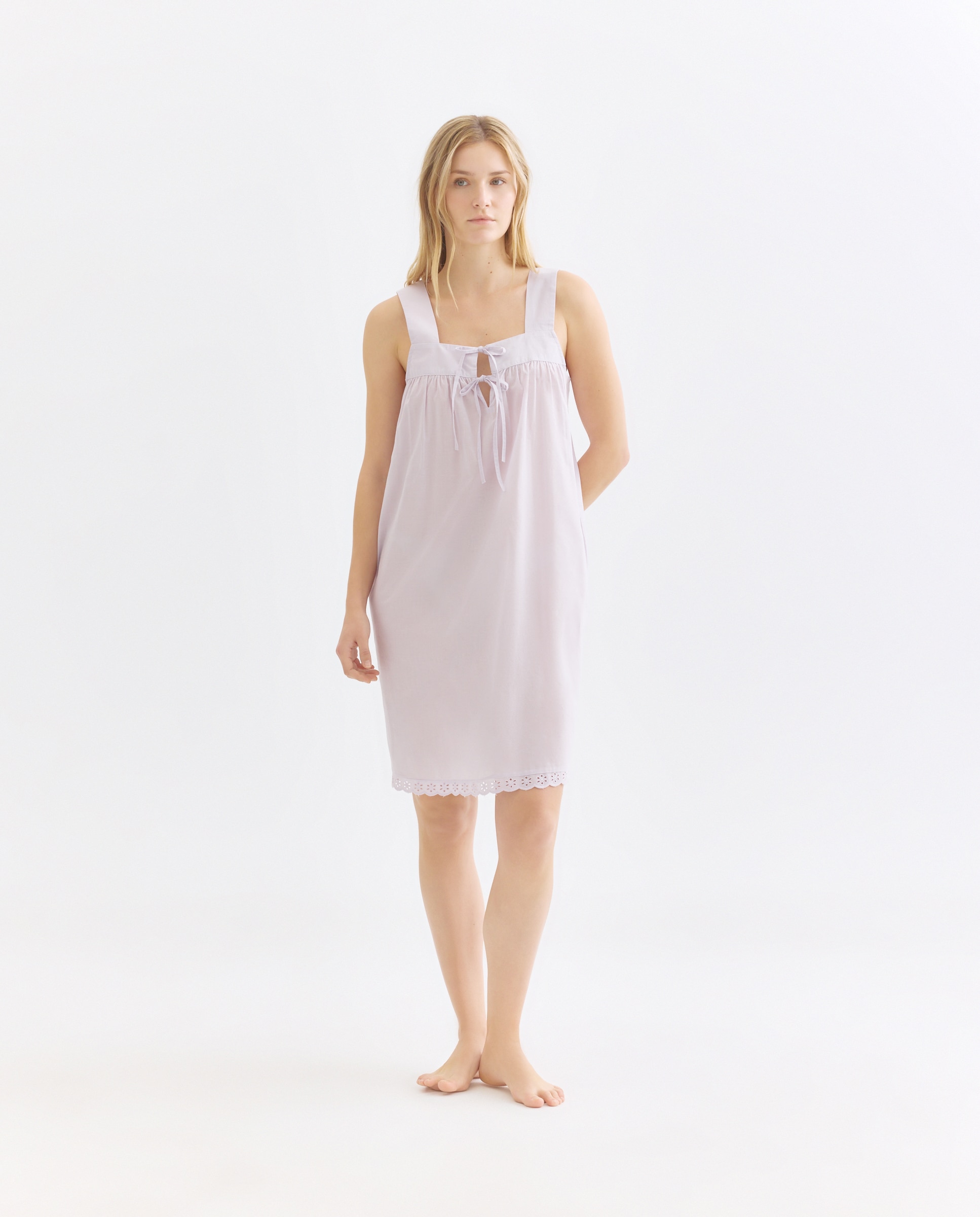 Imagen 0 de Camisón mujer algodón tirantes y lazos