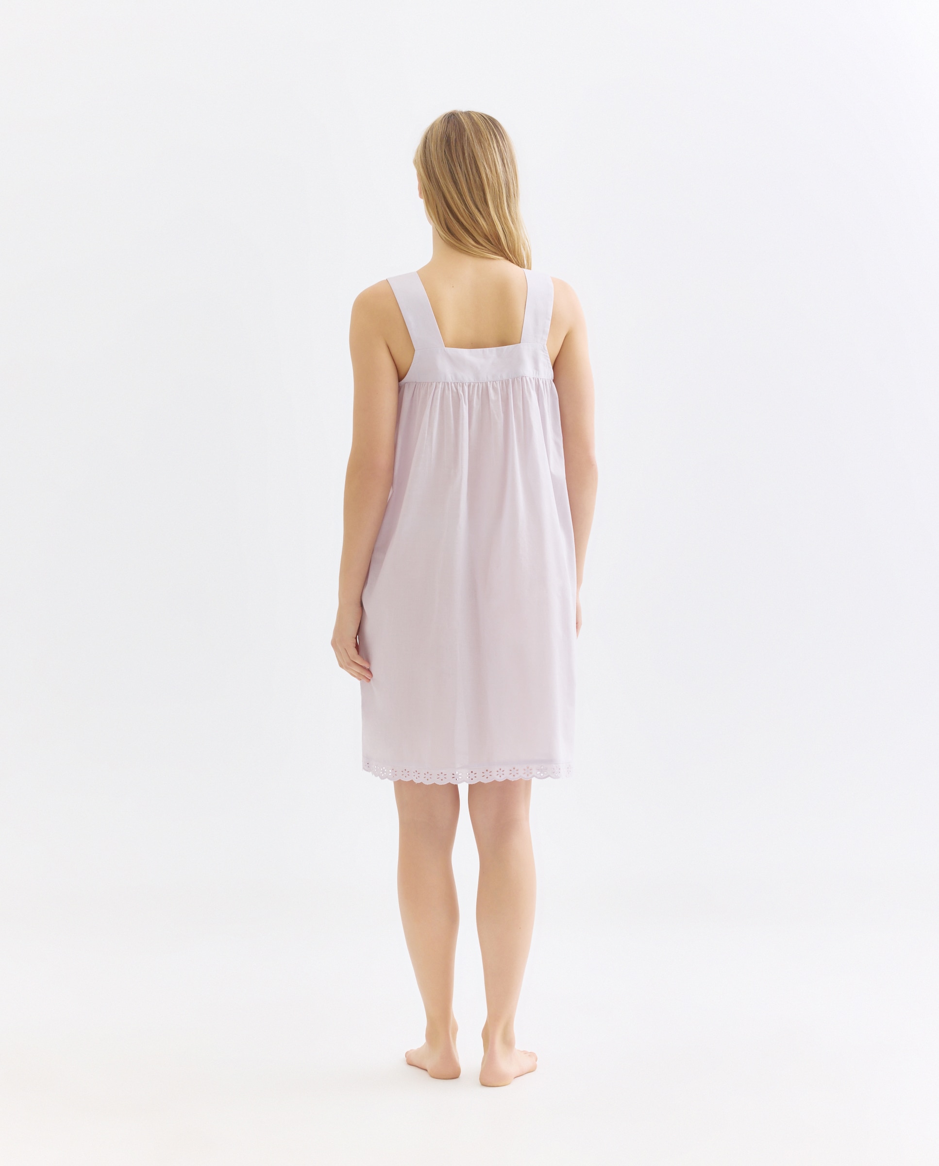 Camisón mujer algodón tirantes y lazos 284 Lila-2