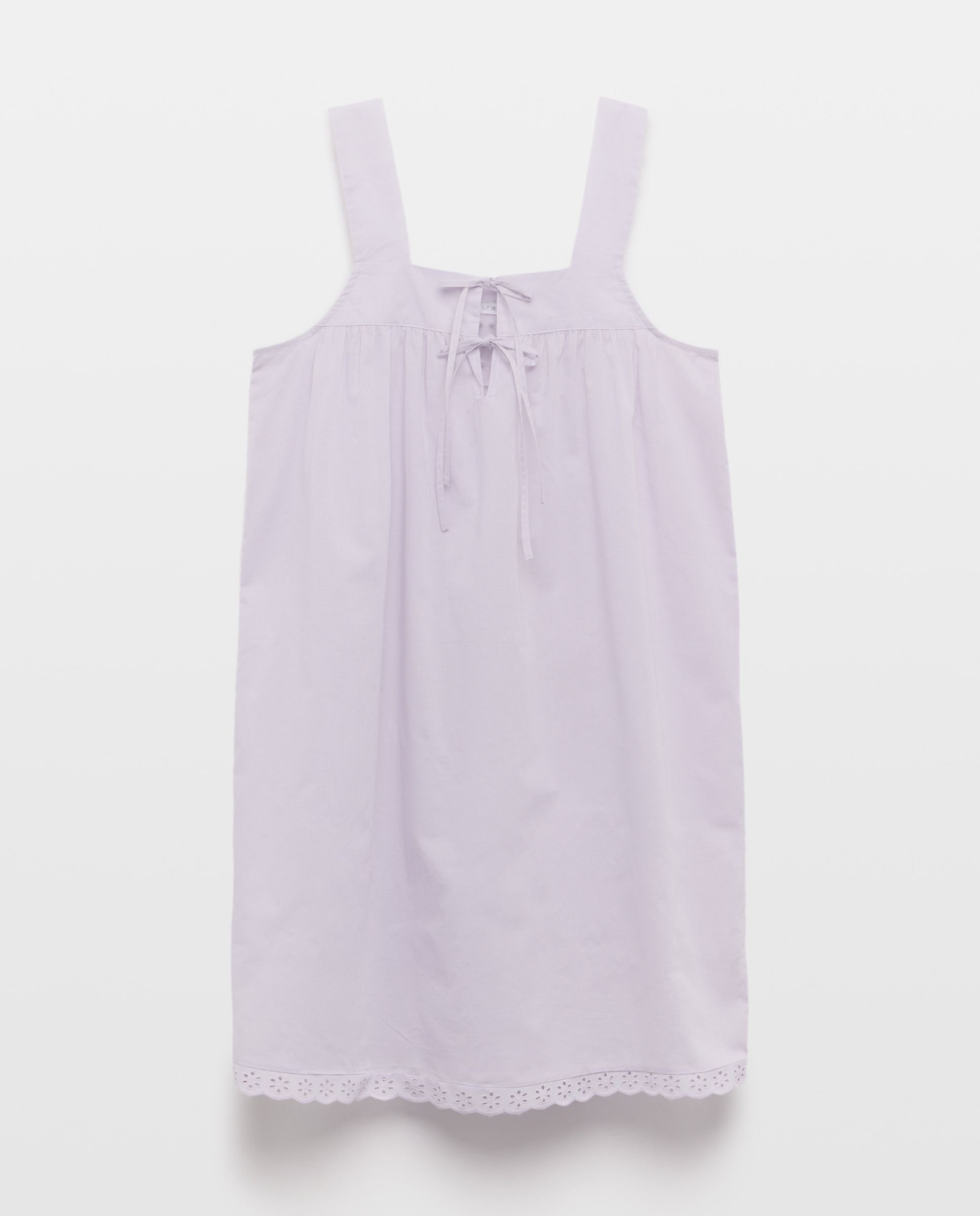 Camisón mujer algodón tirantes y lazos 284 Lila-3