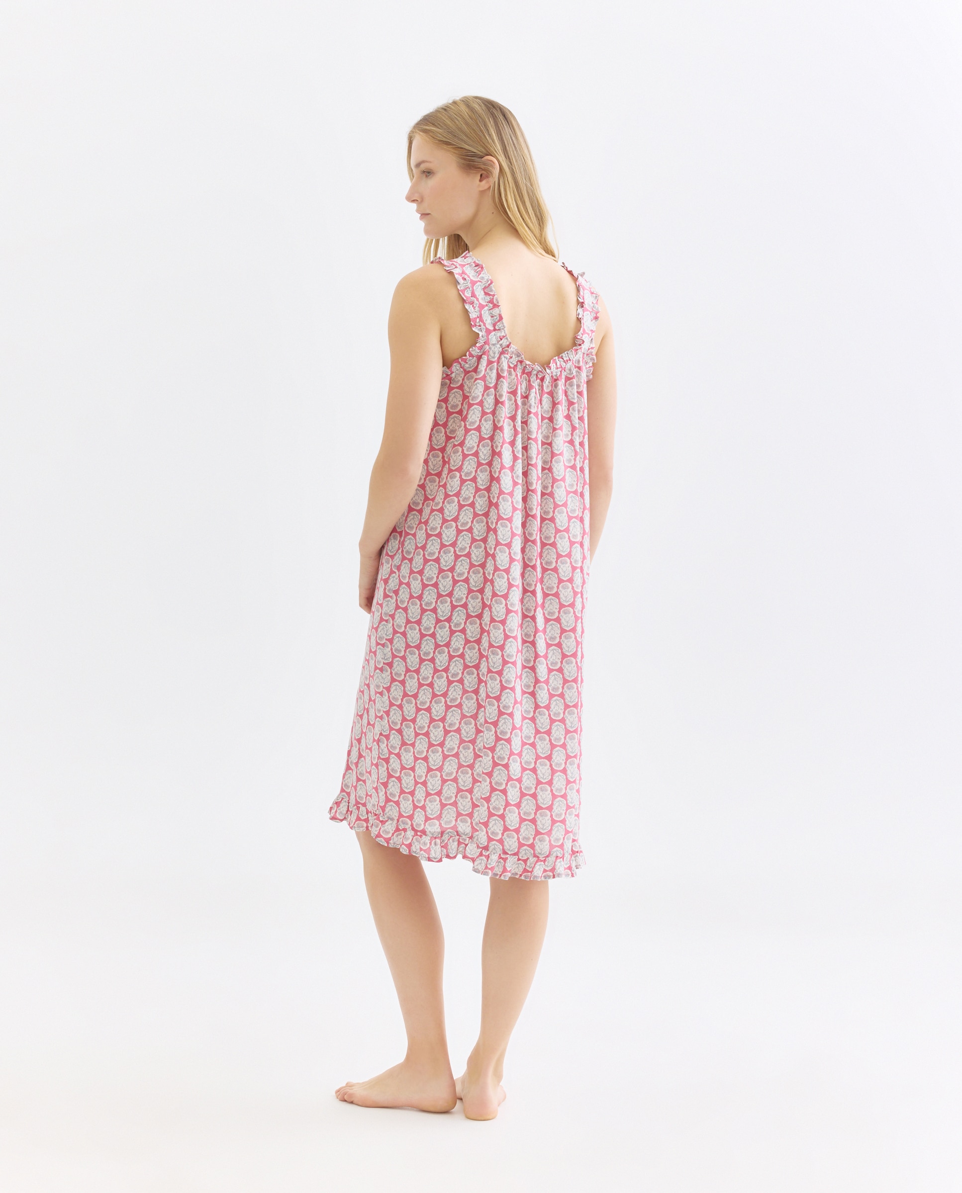 Camisón mujer tirante minivolante Burdeos-2