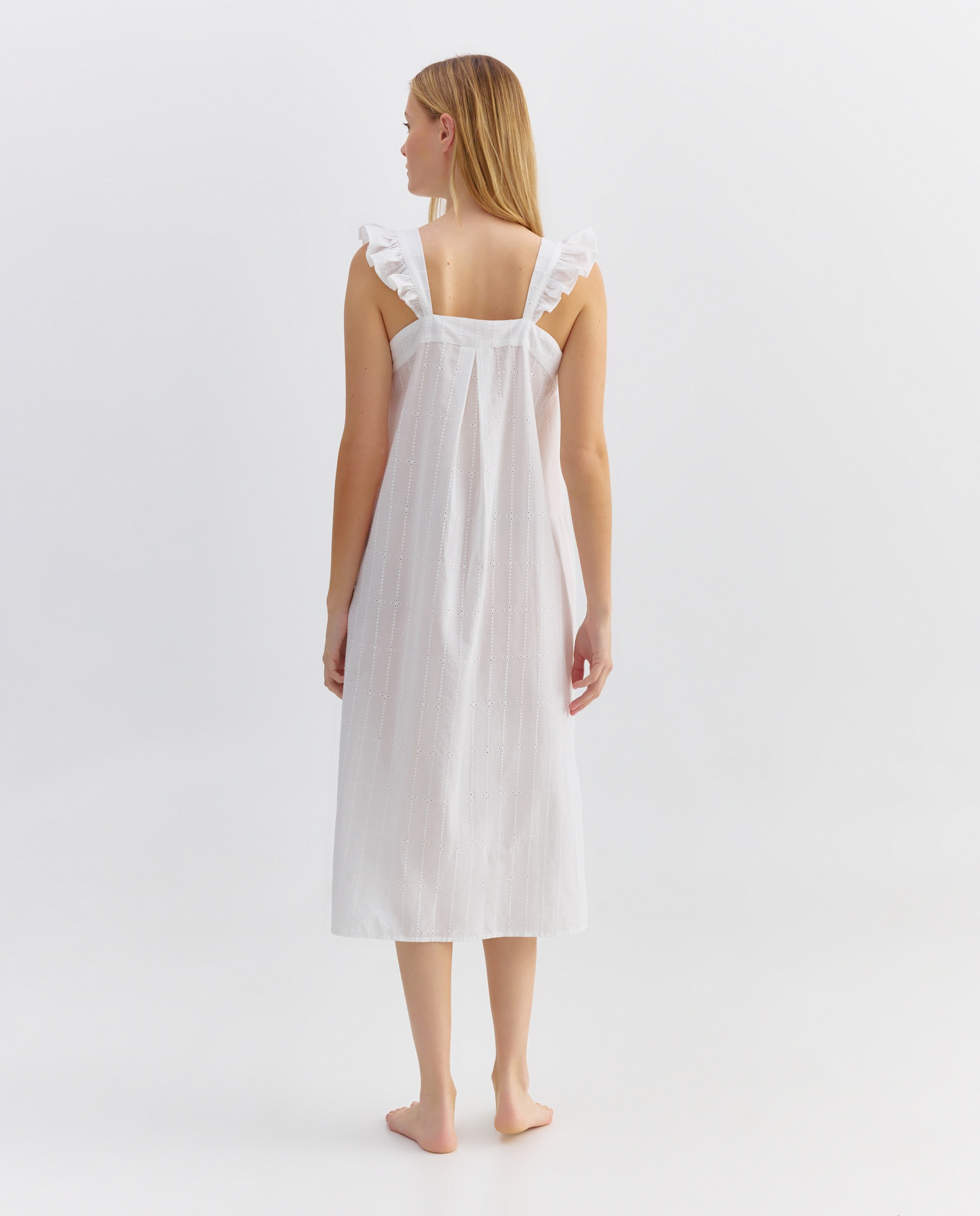 Camisón mujer algodón bordado Blanco roto-2