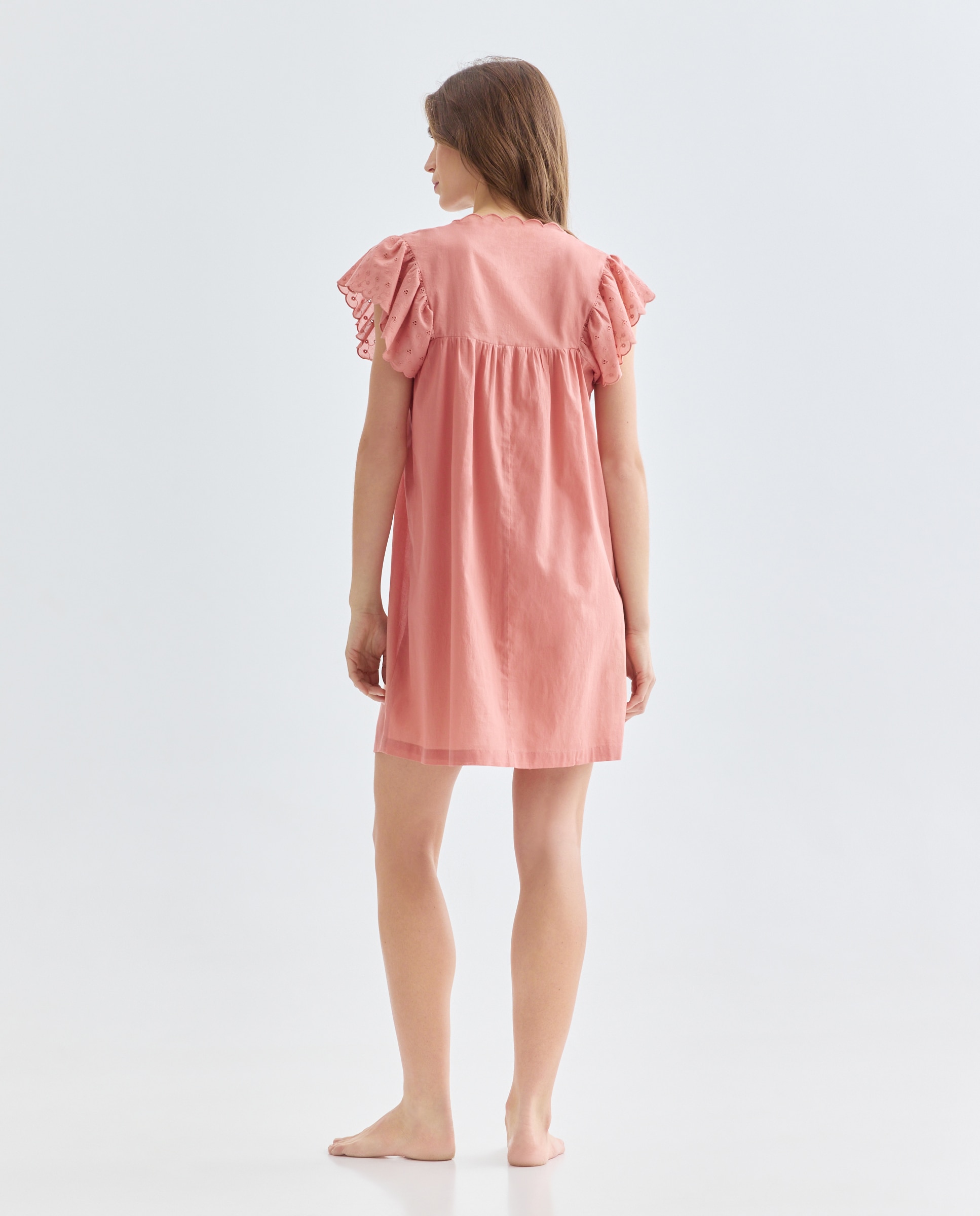 Camisón mujer algodón pechera bordado 260 Salmón-2