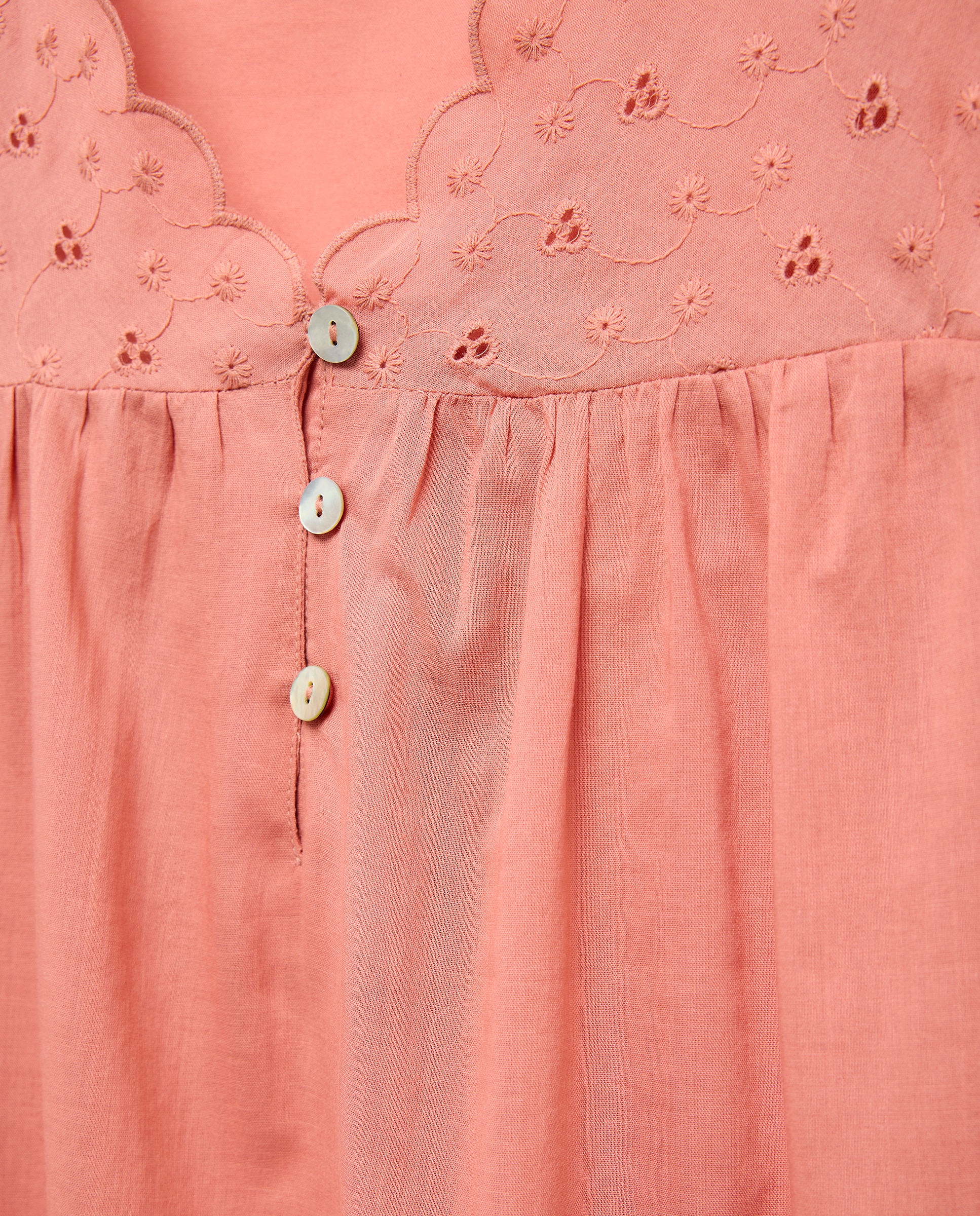Camisón mujer algodón pechera bordado 260 Salmón-4