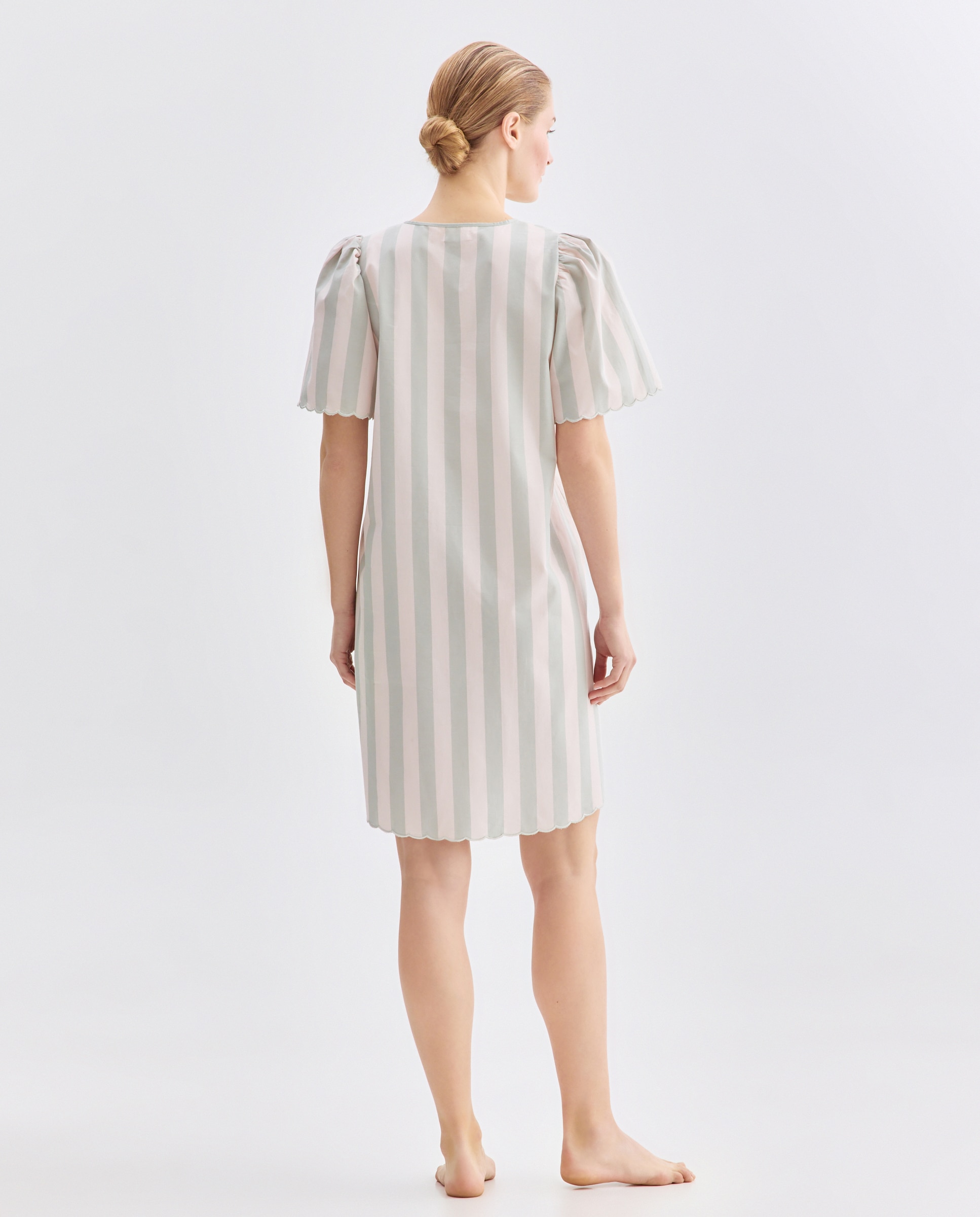 Camisón mujer algodón con lazos 582 Verde agua-2