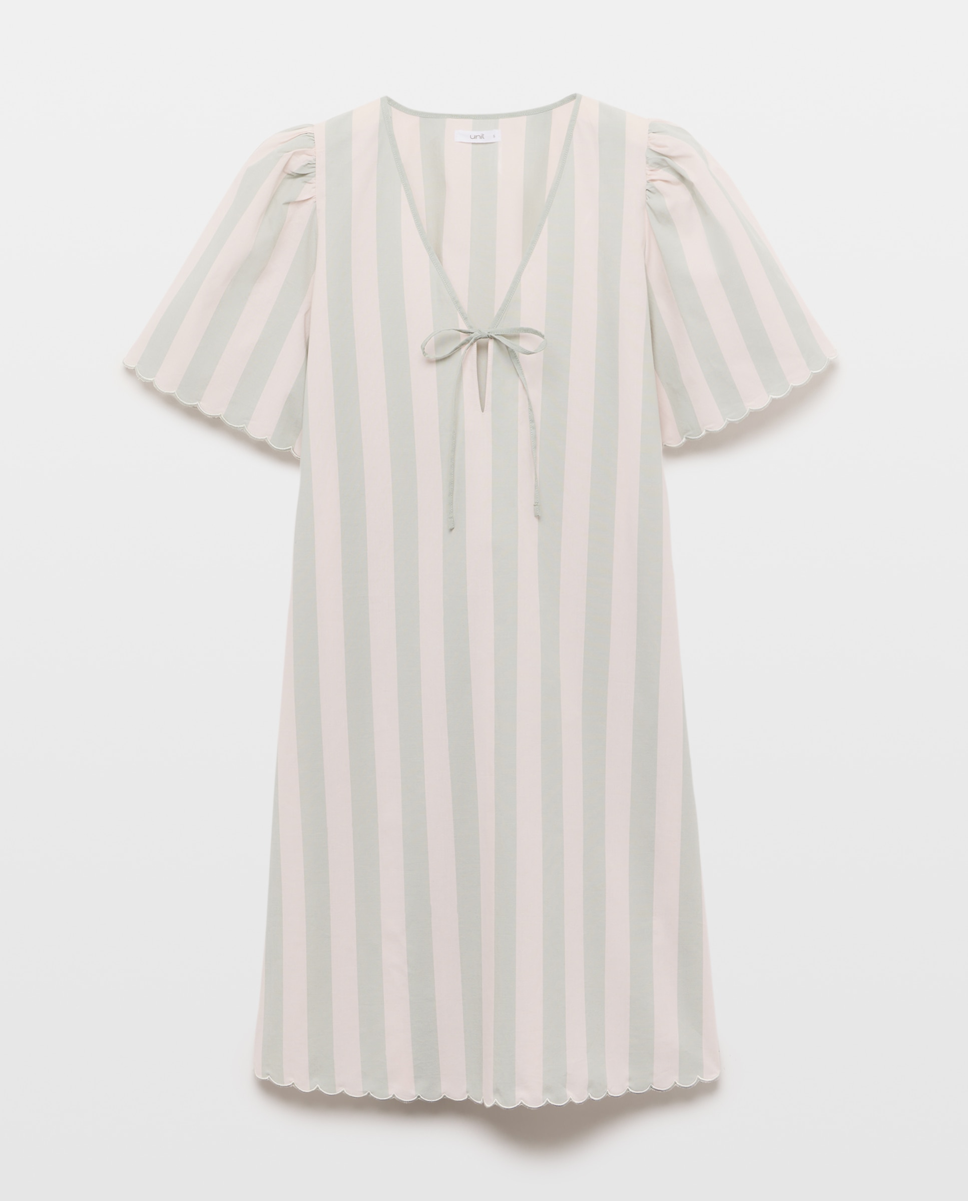 Camisón mujer algodón con lazos 582 Verde agua-3
