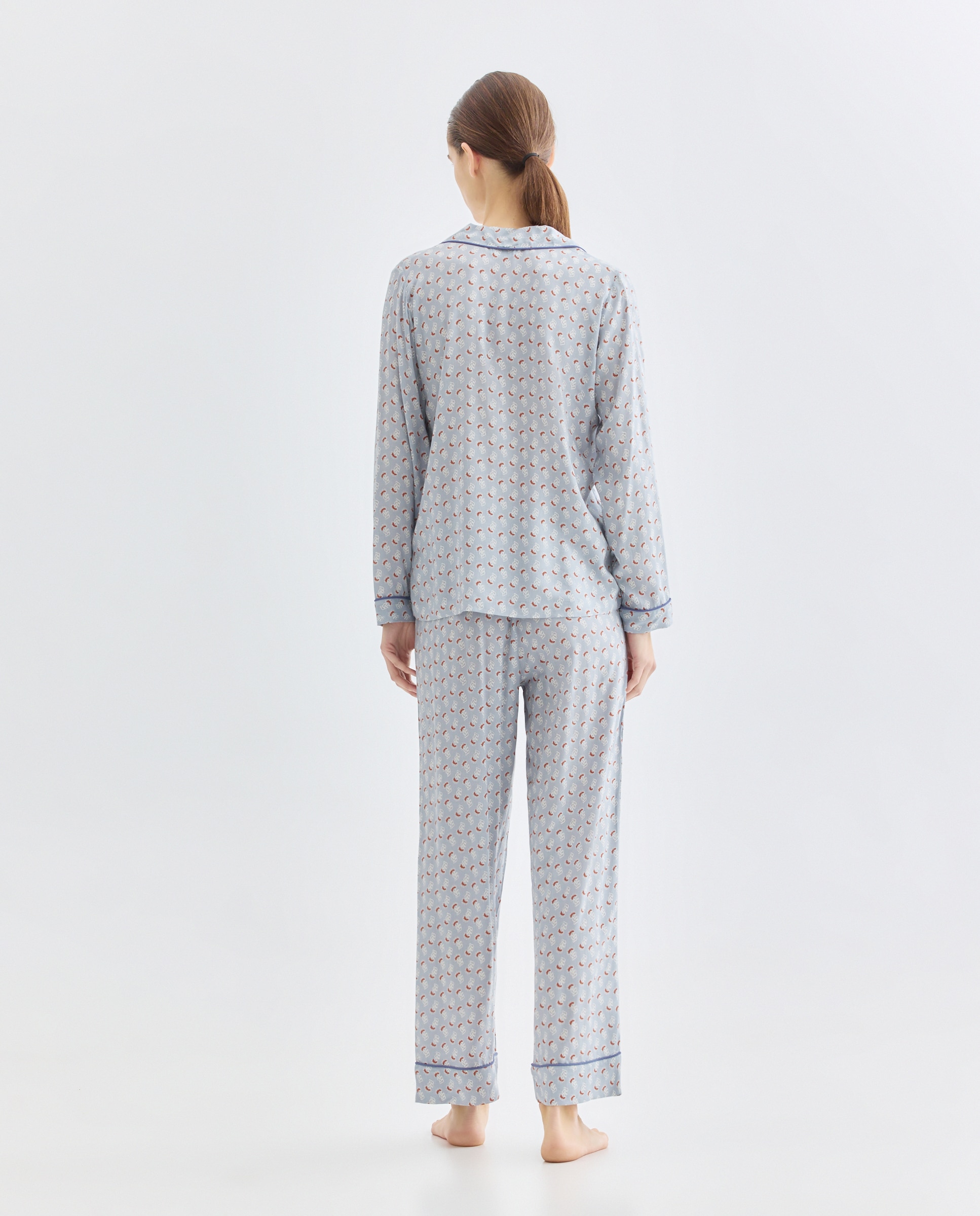 Pijama mujer estampado dos piezas 440 Azulón-2