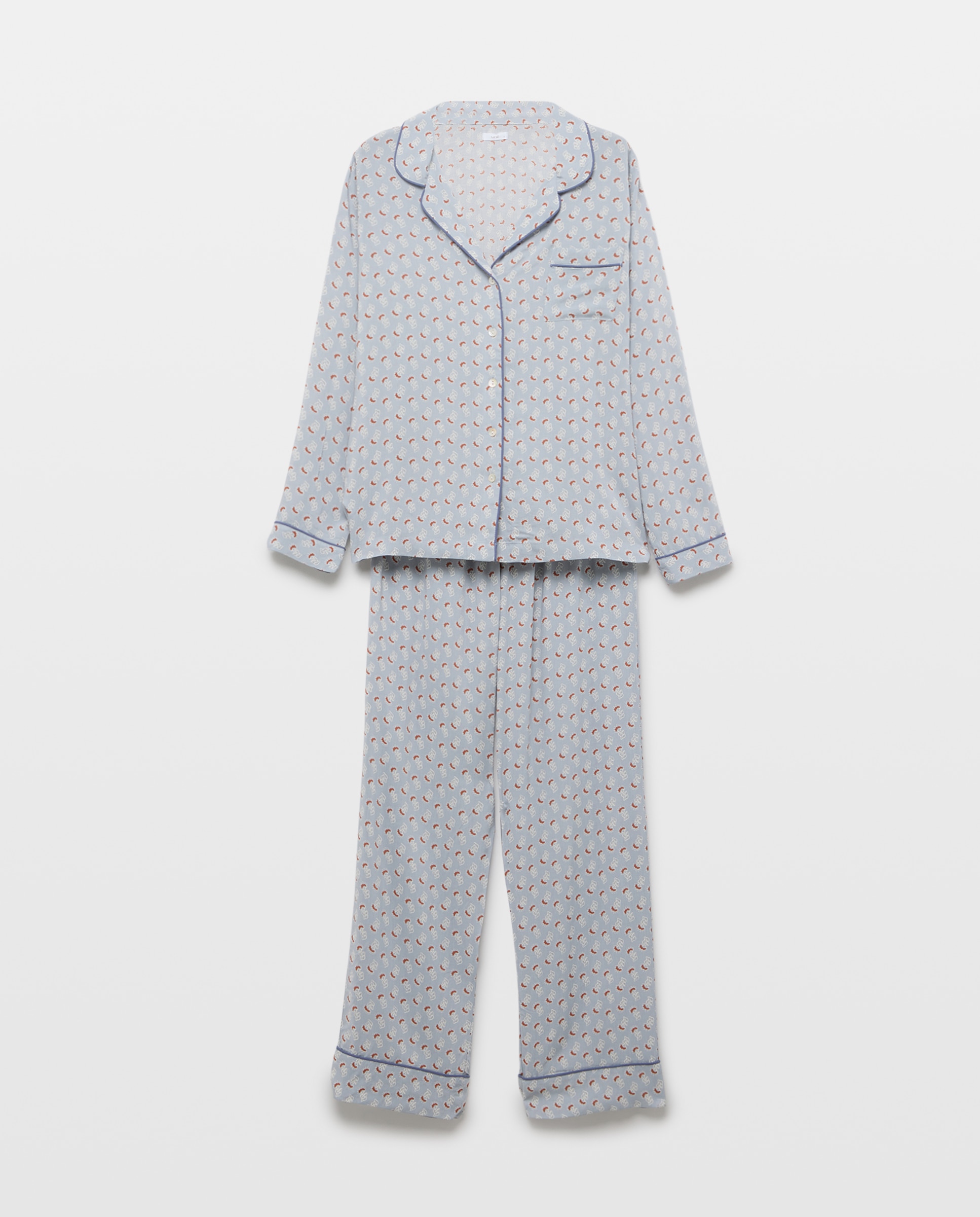 Pijama mujer estampado dos piezas 440 Azulón-3