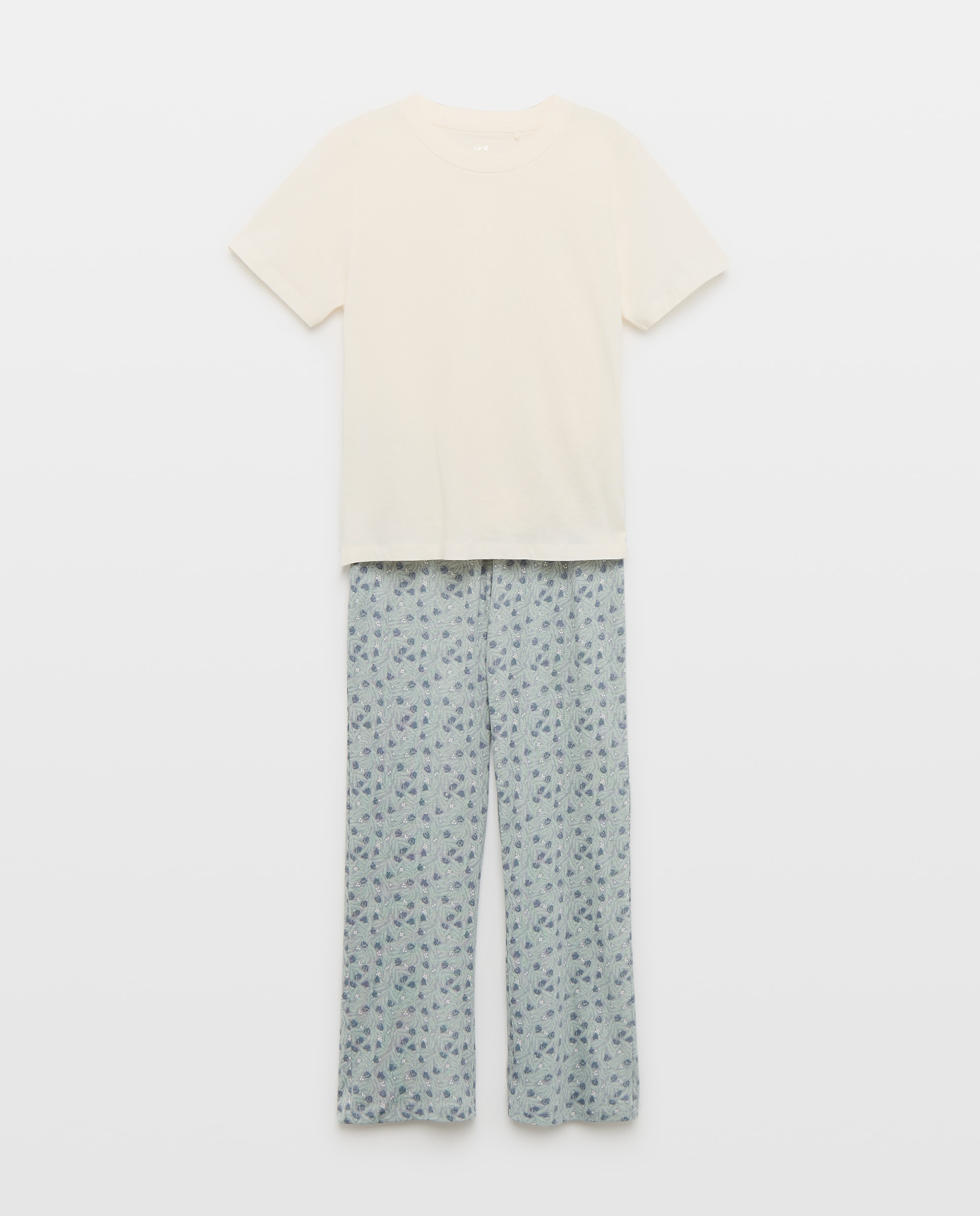 Pijama mujer algodón estampado Blanco roto-3