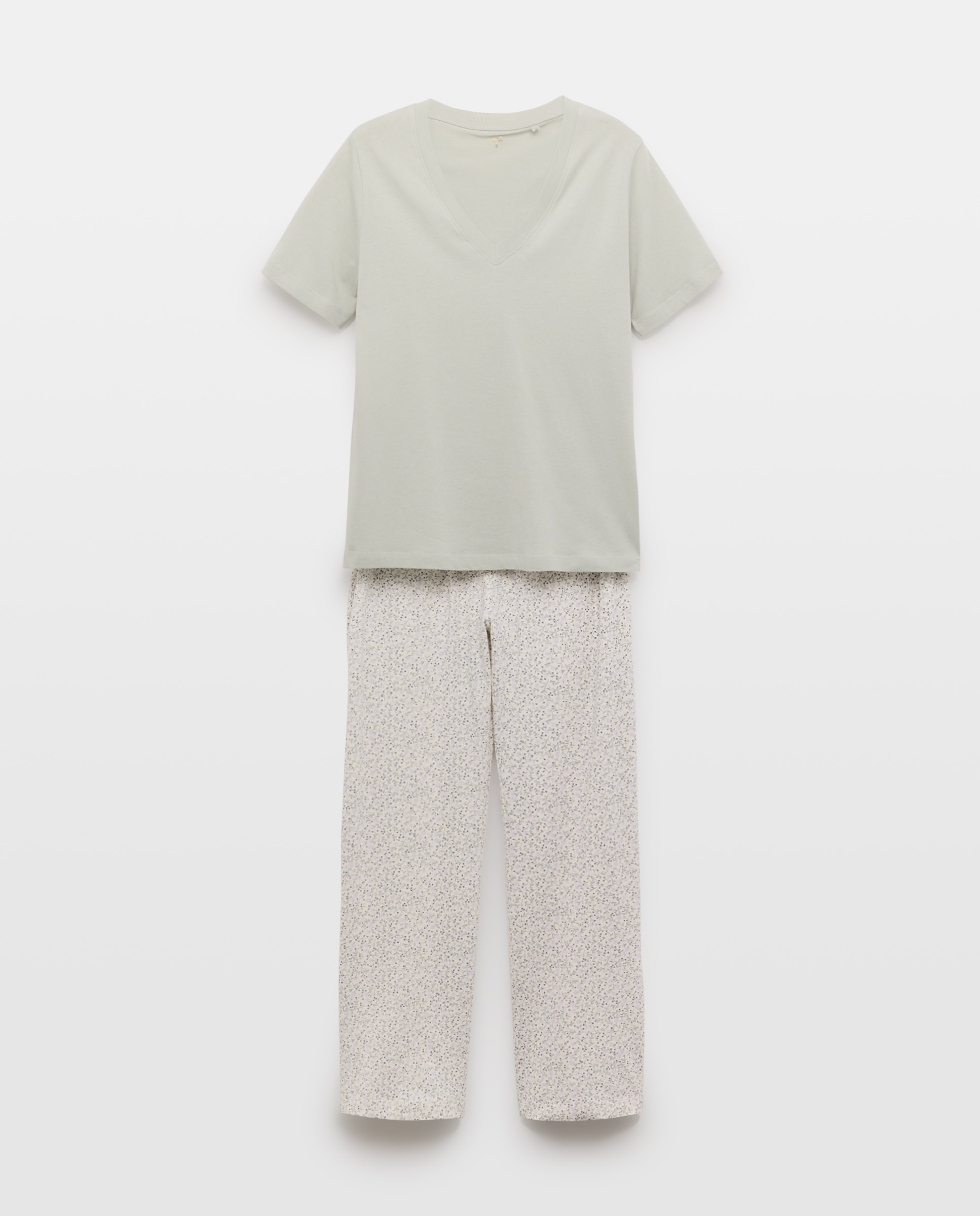 Pijama mujer algodón estampado 582 Verde agua-3