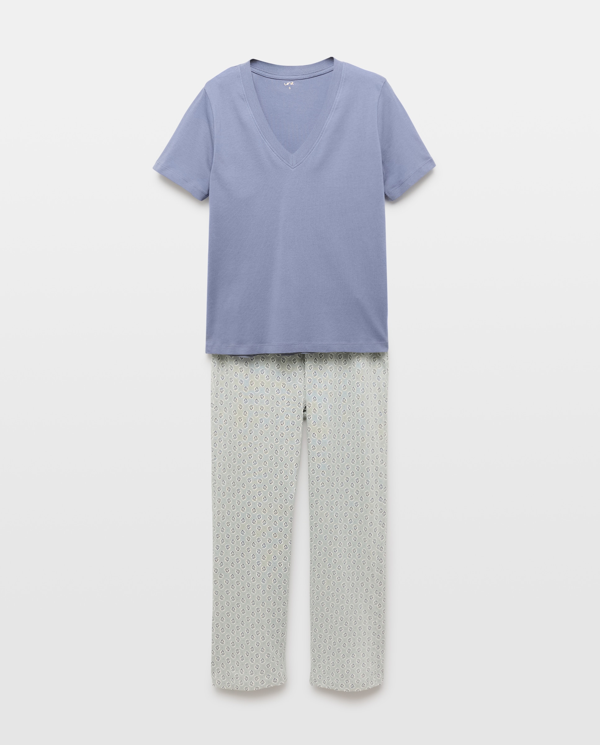 Pijama mujer algodón estampado Azul marino-3