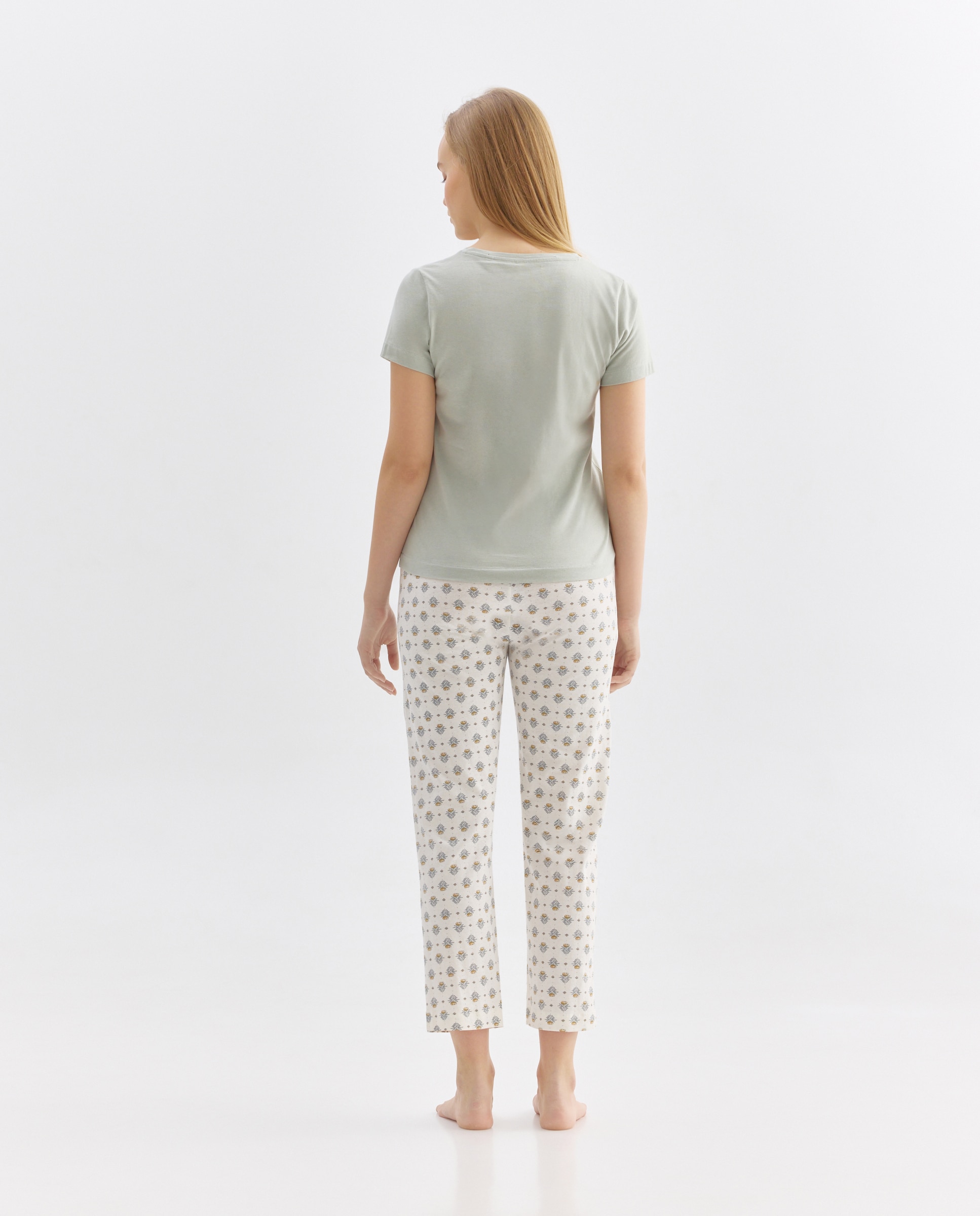 Pijama mujer algodón estampado 582 Verde agua-2