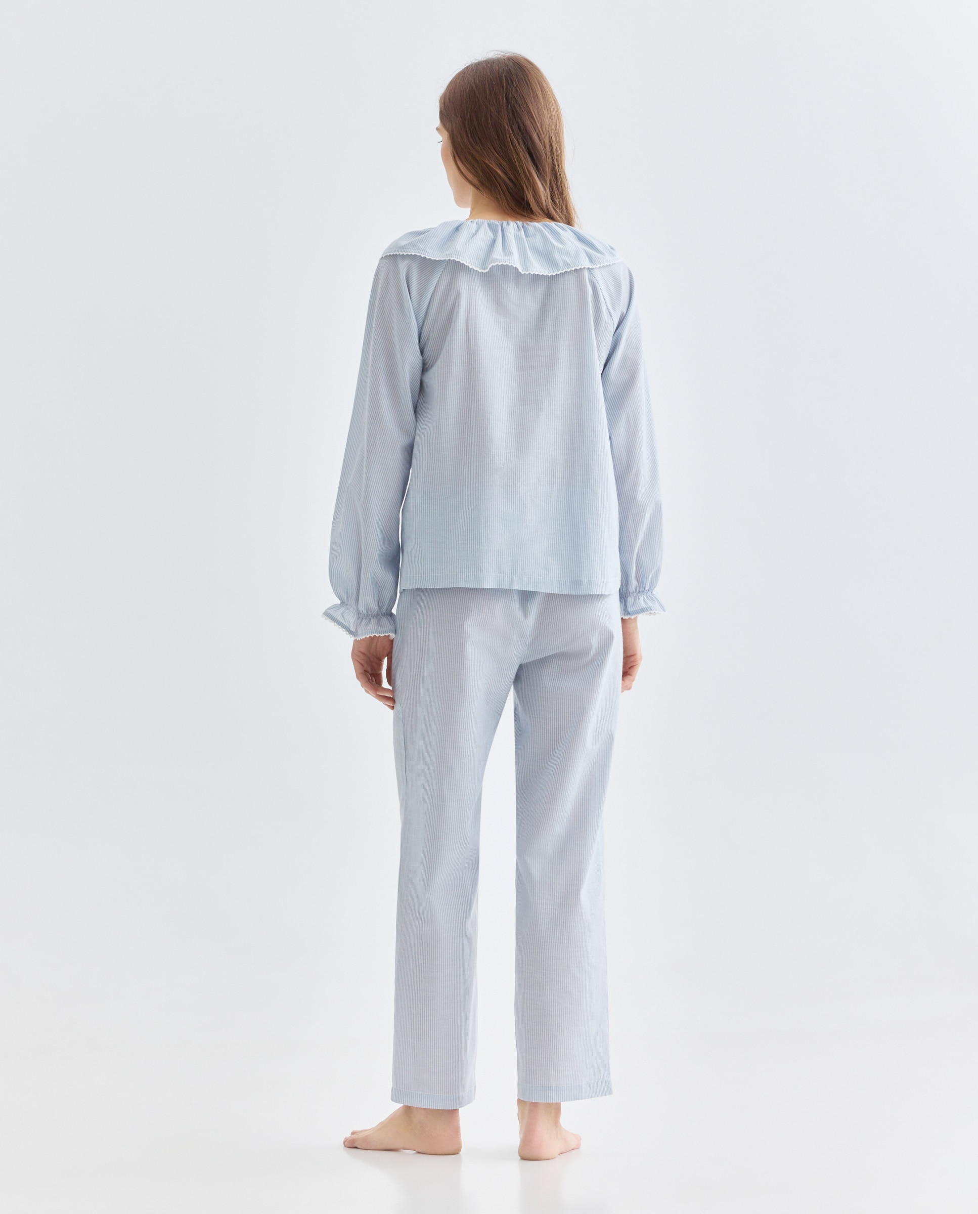 Pijama mujer algodón estampado dos piezas Azul-2