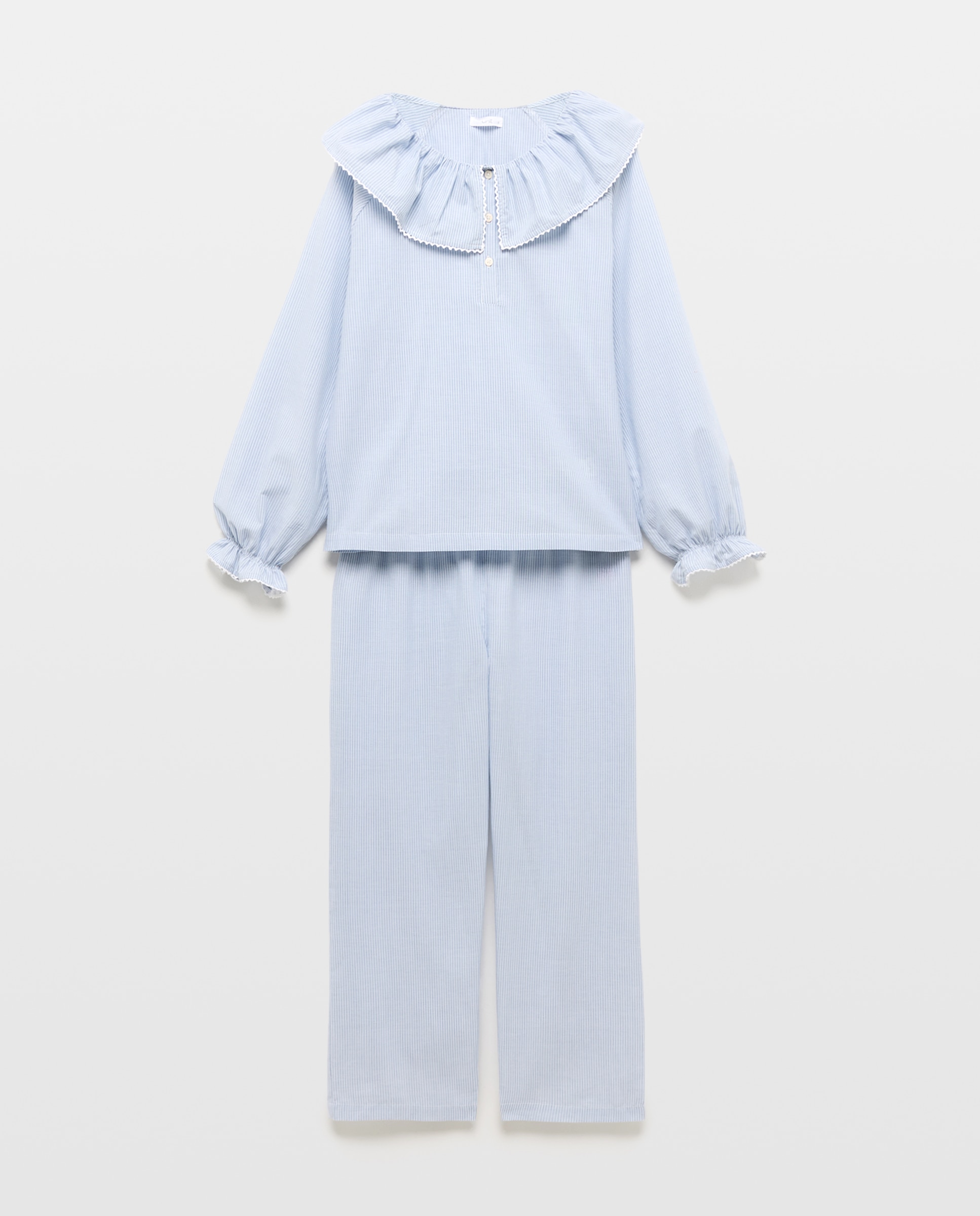 Pijama mujer algodón estampado dos piezas Azul-3