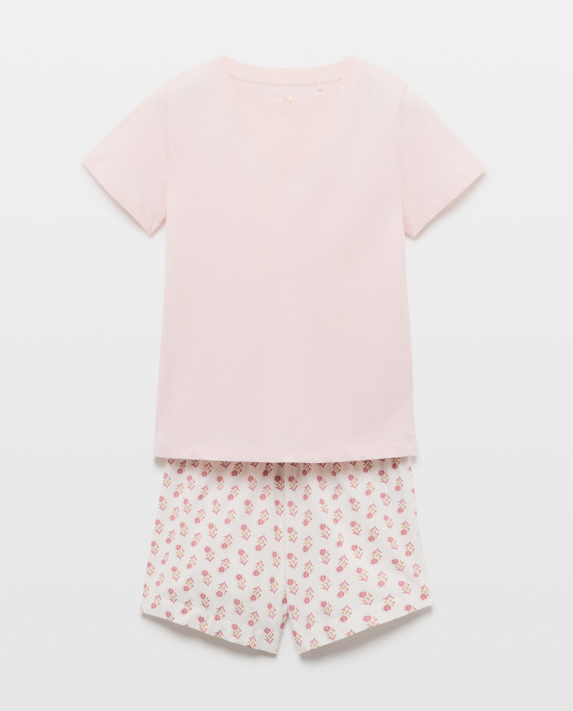 Pijama mujer corto algodón estampado 284 Lila-3