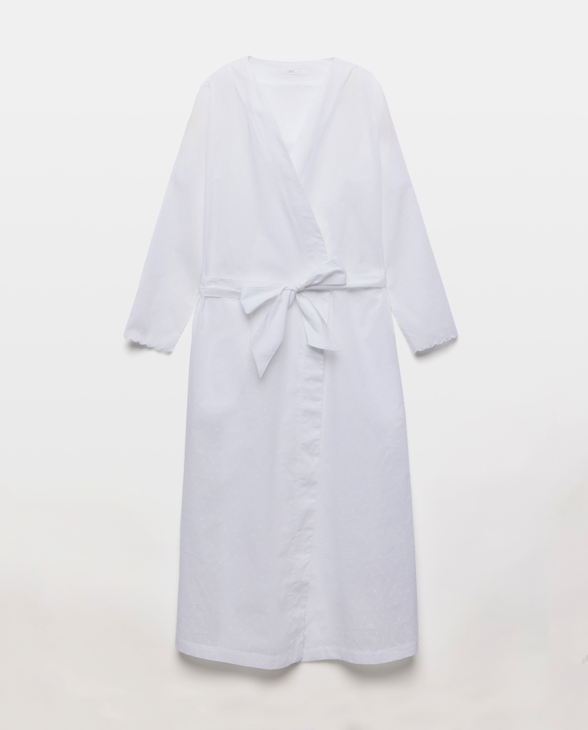 Bata mujer algodón chambray plumeti Blanco-4