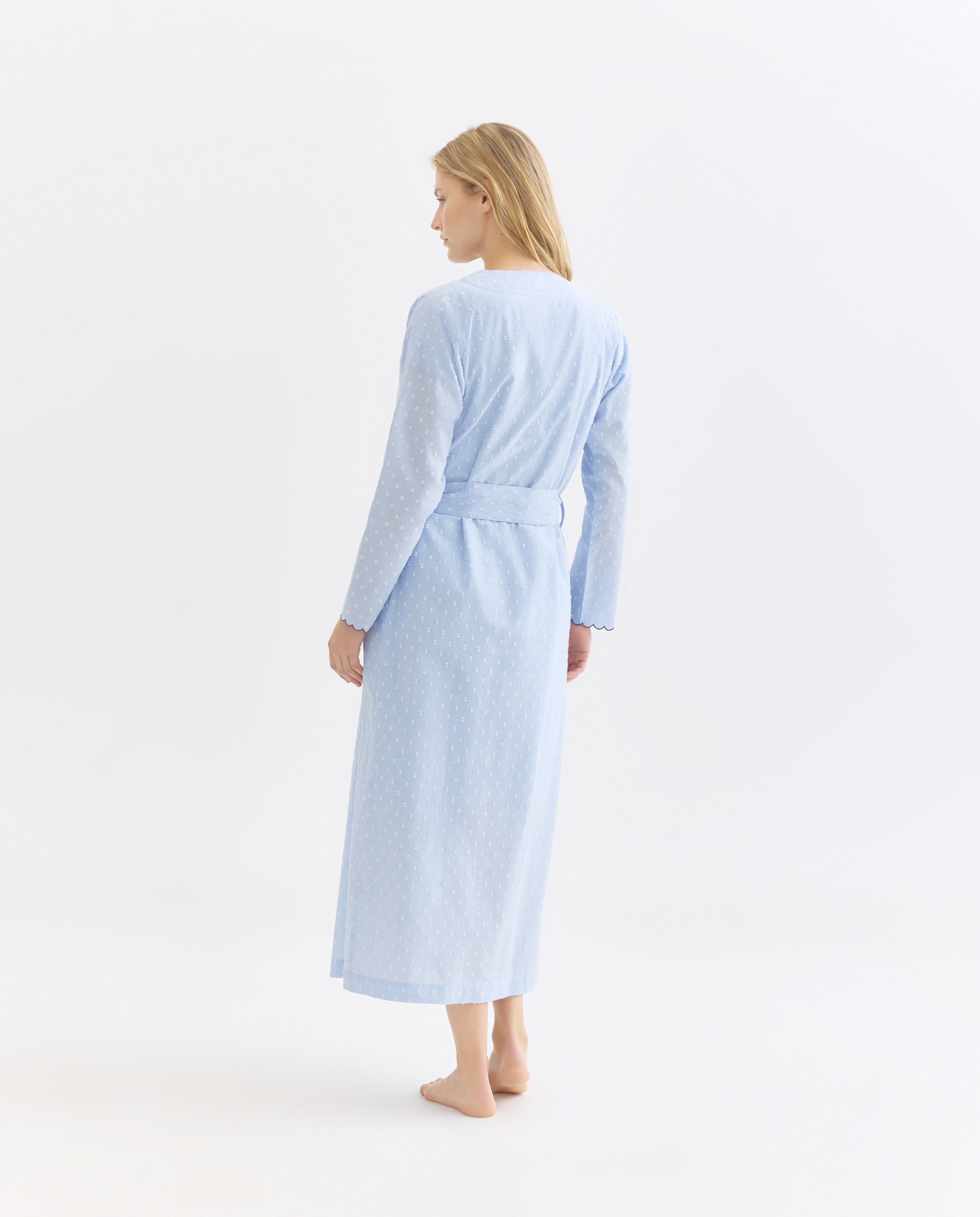 Bata mujer algodón chambray plumeti 410 Azul claro-2