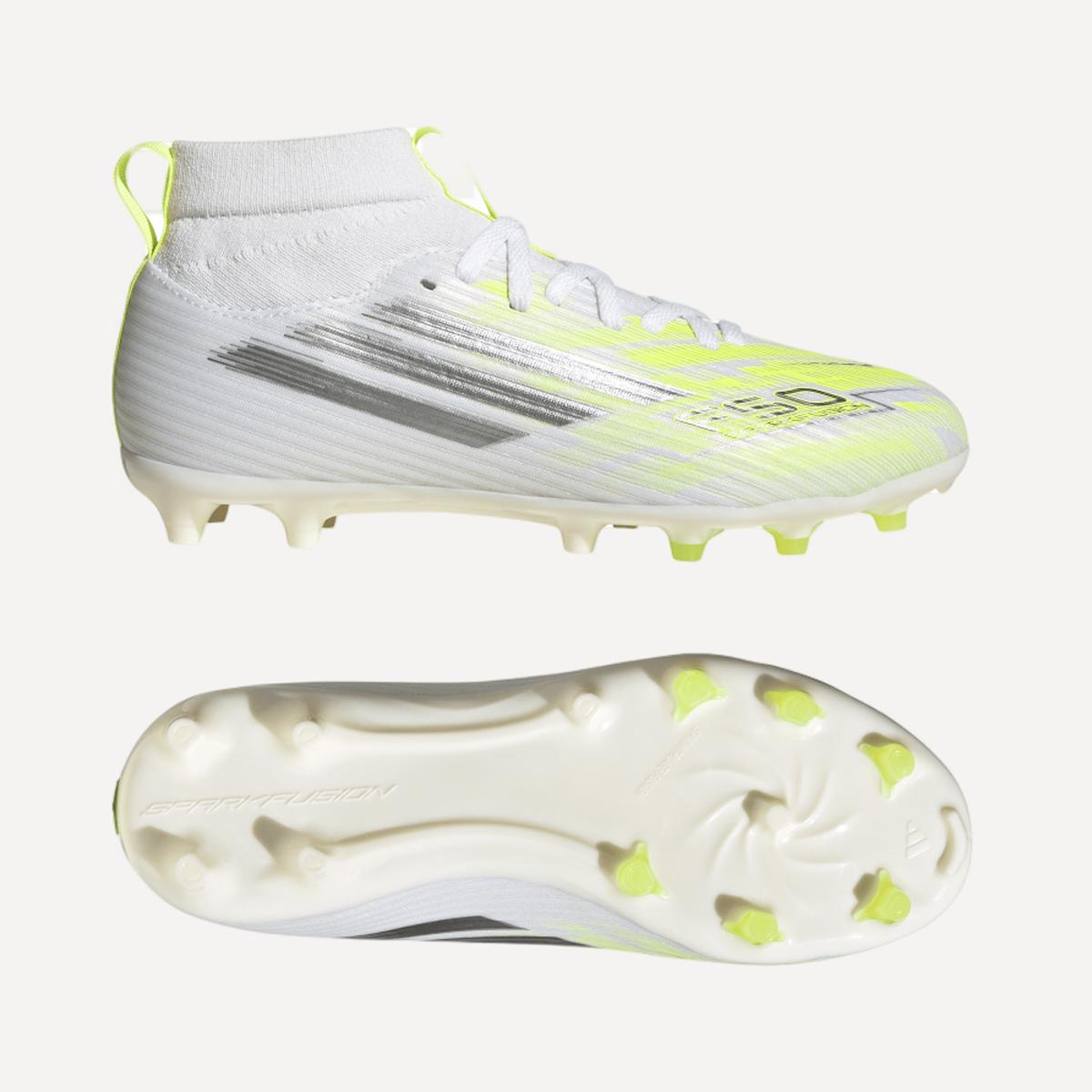 Chuteiras de Futebol de Criança F50 Sparkfusion League FG/AG J Branco/Amarelo-9