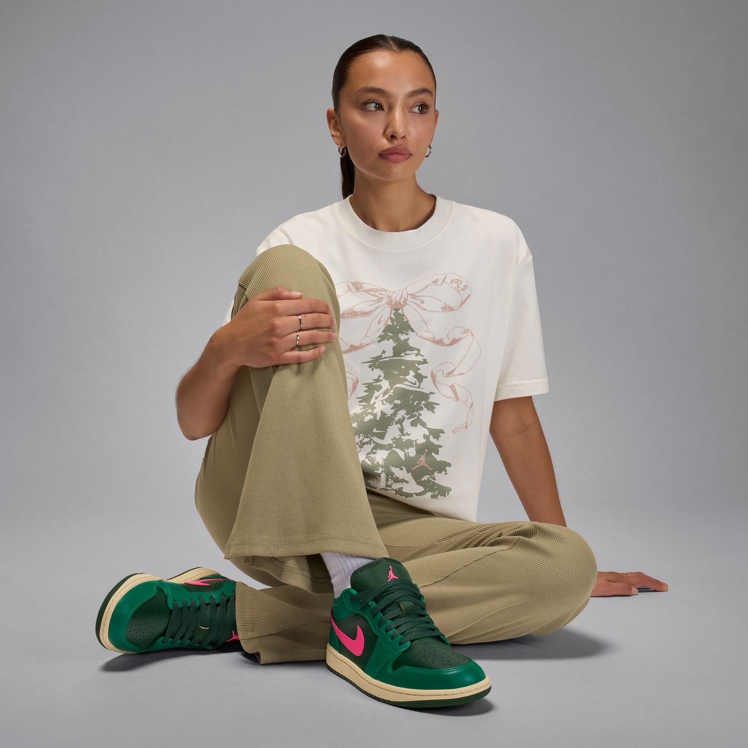 Sapatilhas Casual de Mulher WMNS Air Jordan 1 Low Verde-12