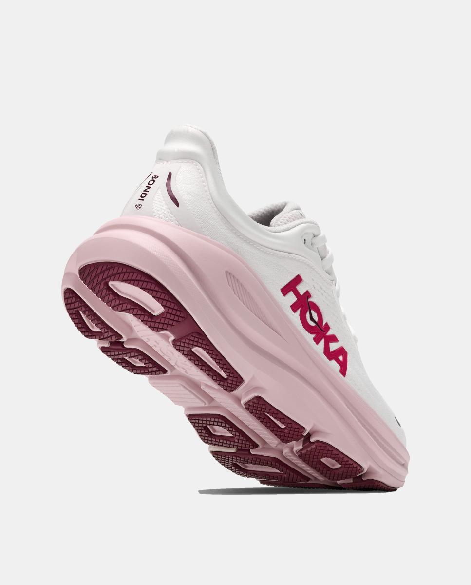 Hoka W BONDI 9 para mujer - Blanco / Rosa Blanco / Rosa-4