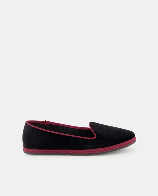 Imagen 0 de Slippers terciopelo con ribete textil en rosa palo