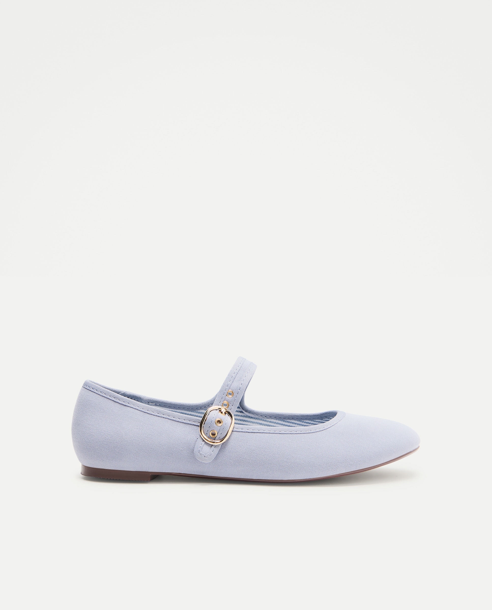 Sapatos de Presilha em Lona Fina Azul-claro-1
