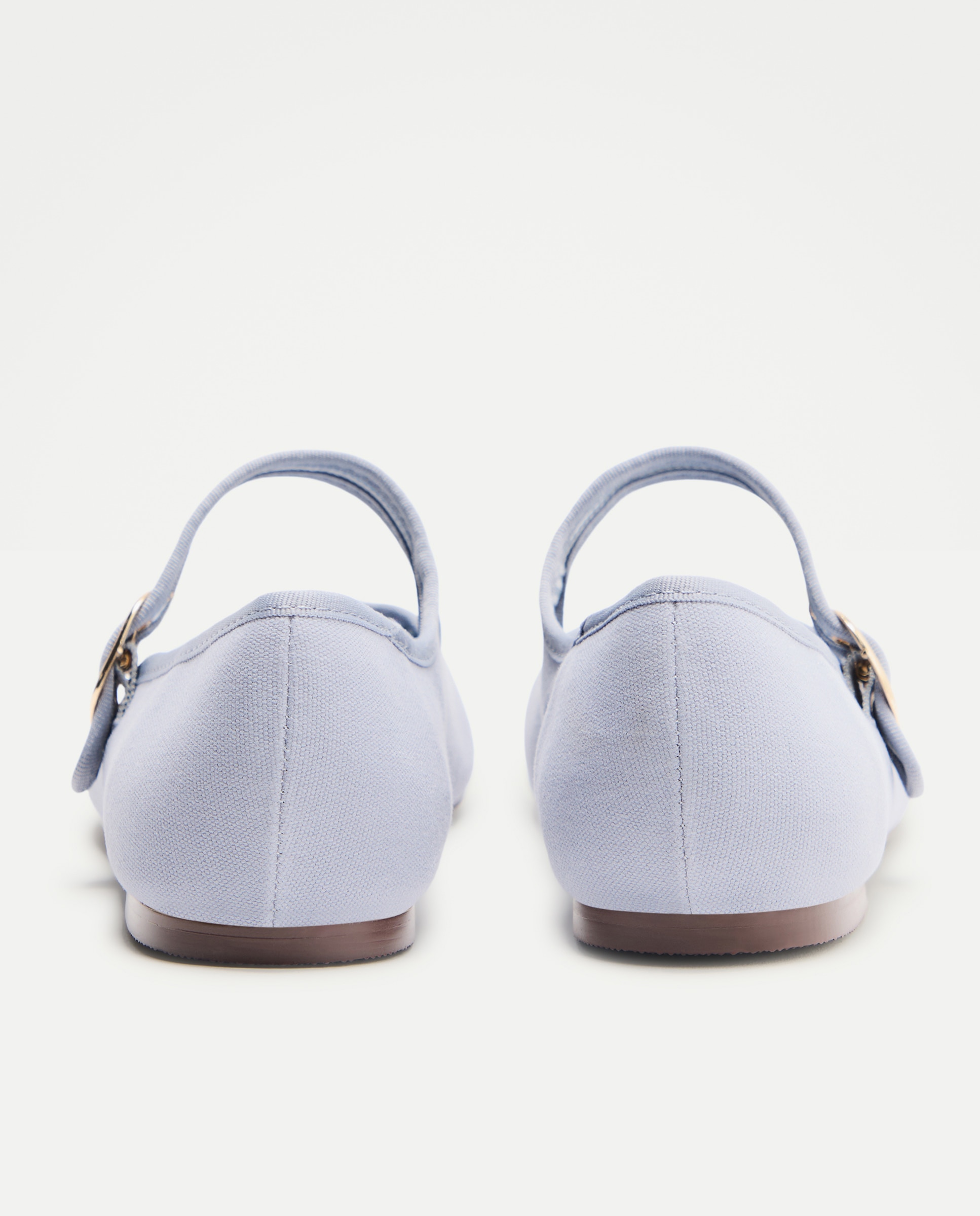Sapatos de Presilha em Lona Fina Azul-claro-3