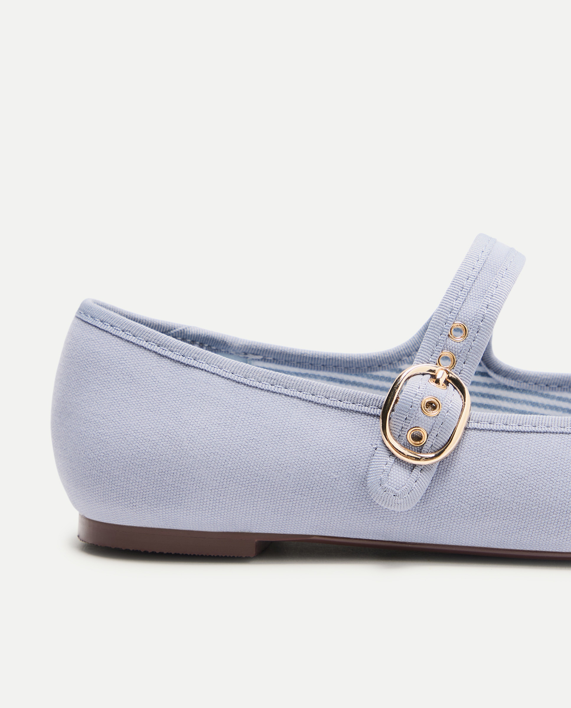 Sapatos de Presilha em Lona Fina Azul-claro-5