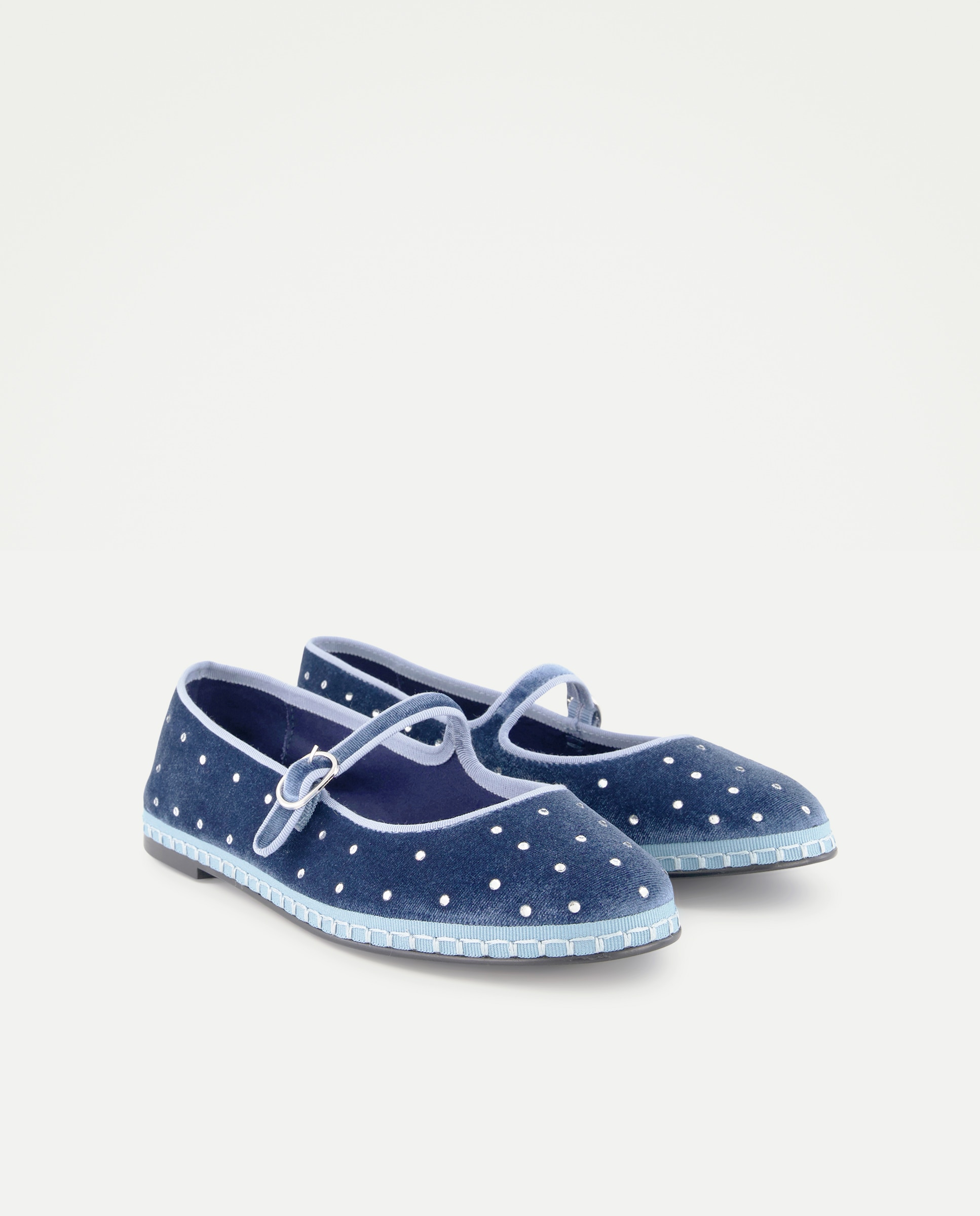 Sapatos de Presilha com Pespontos na Sola e Brilhos 400 Azul-2
