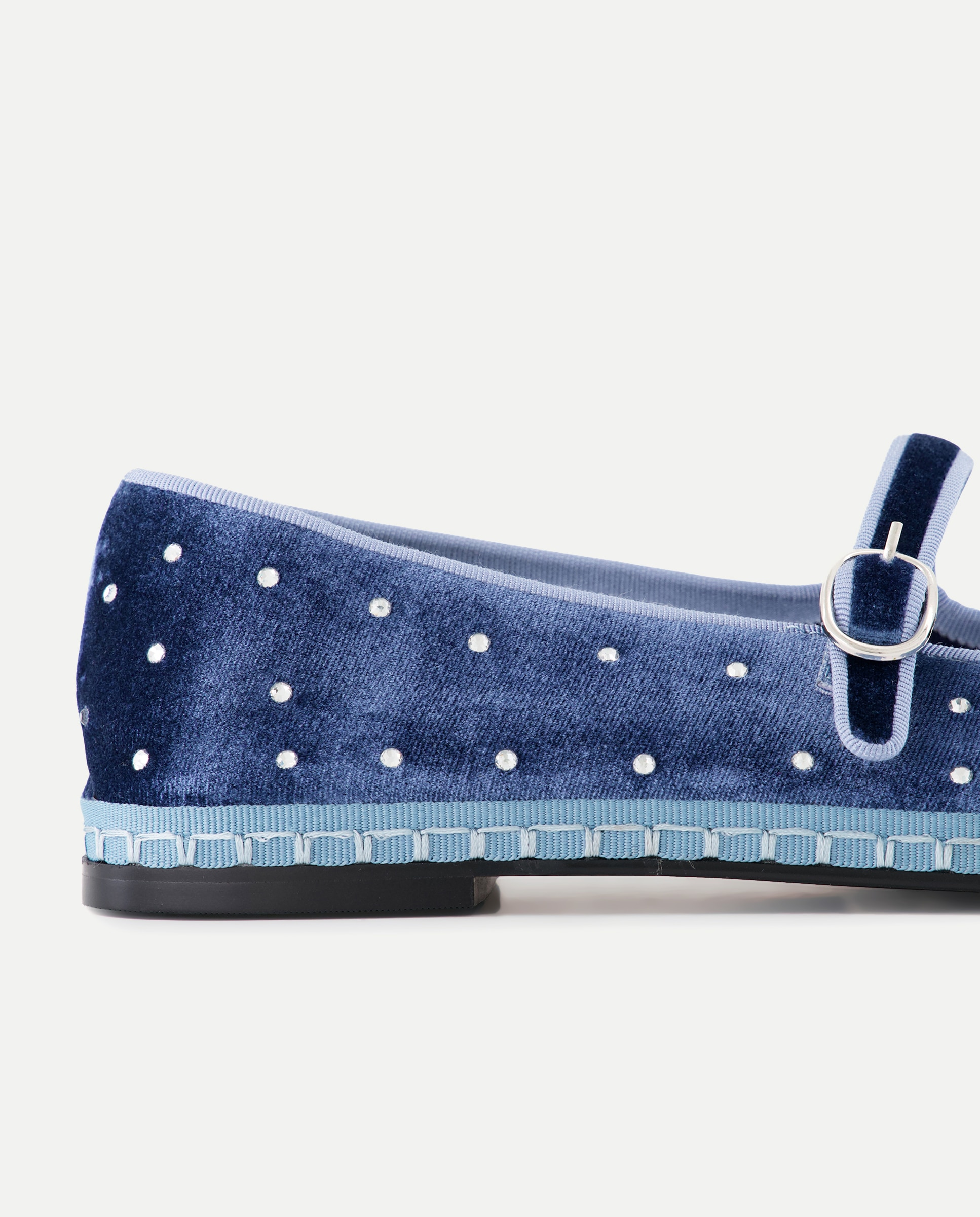 Sapatos de Presilha com Pespontos na Sola e Brilhos 400 Azul-5