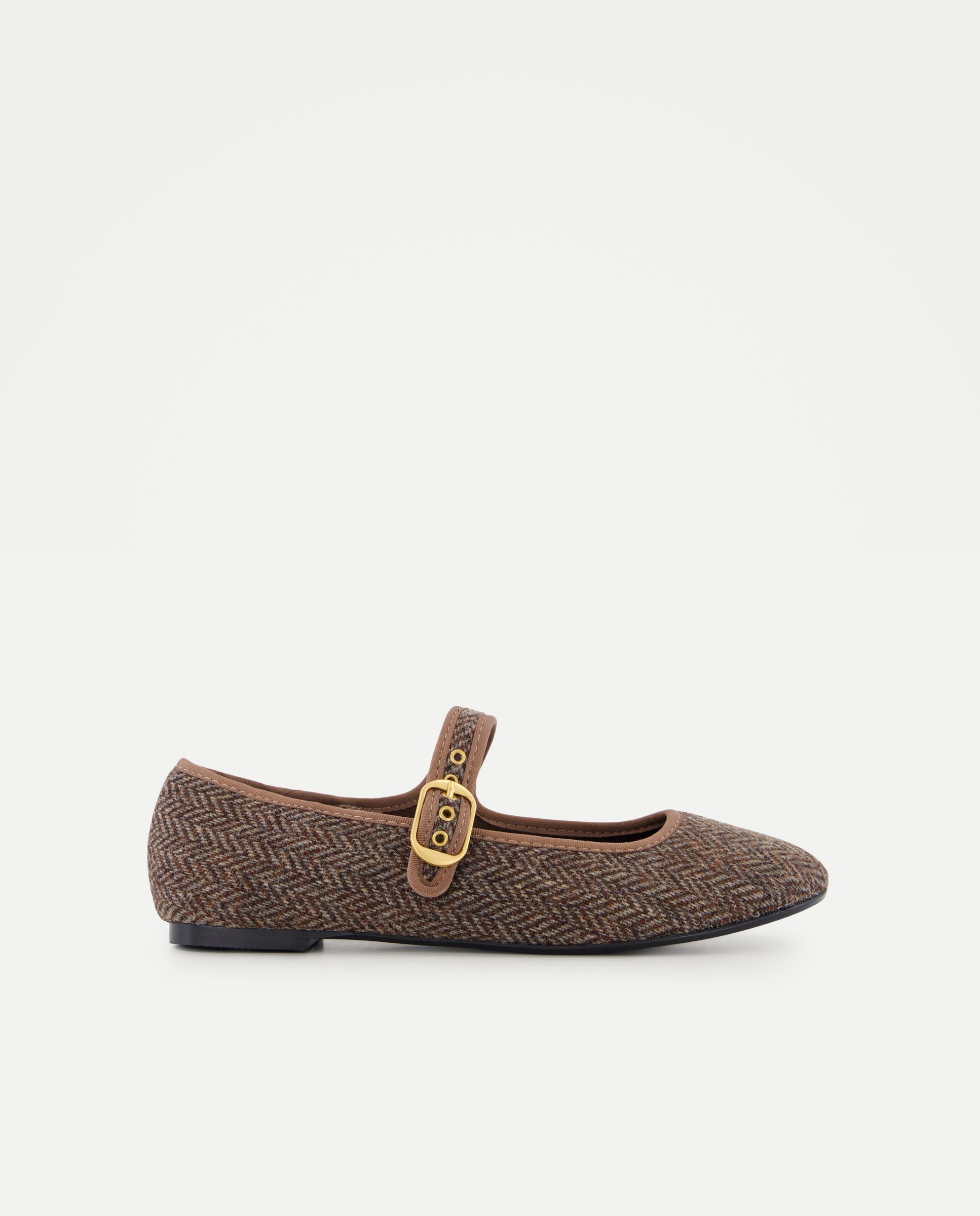 Imagem 0 de Sapatos de Presilha de Lã com Padrão Espinha de Peixe